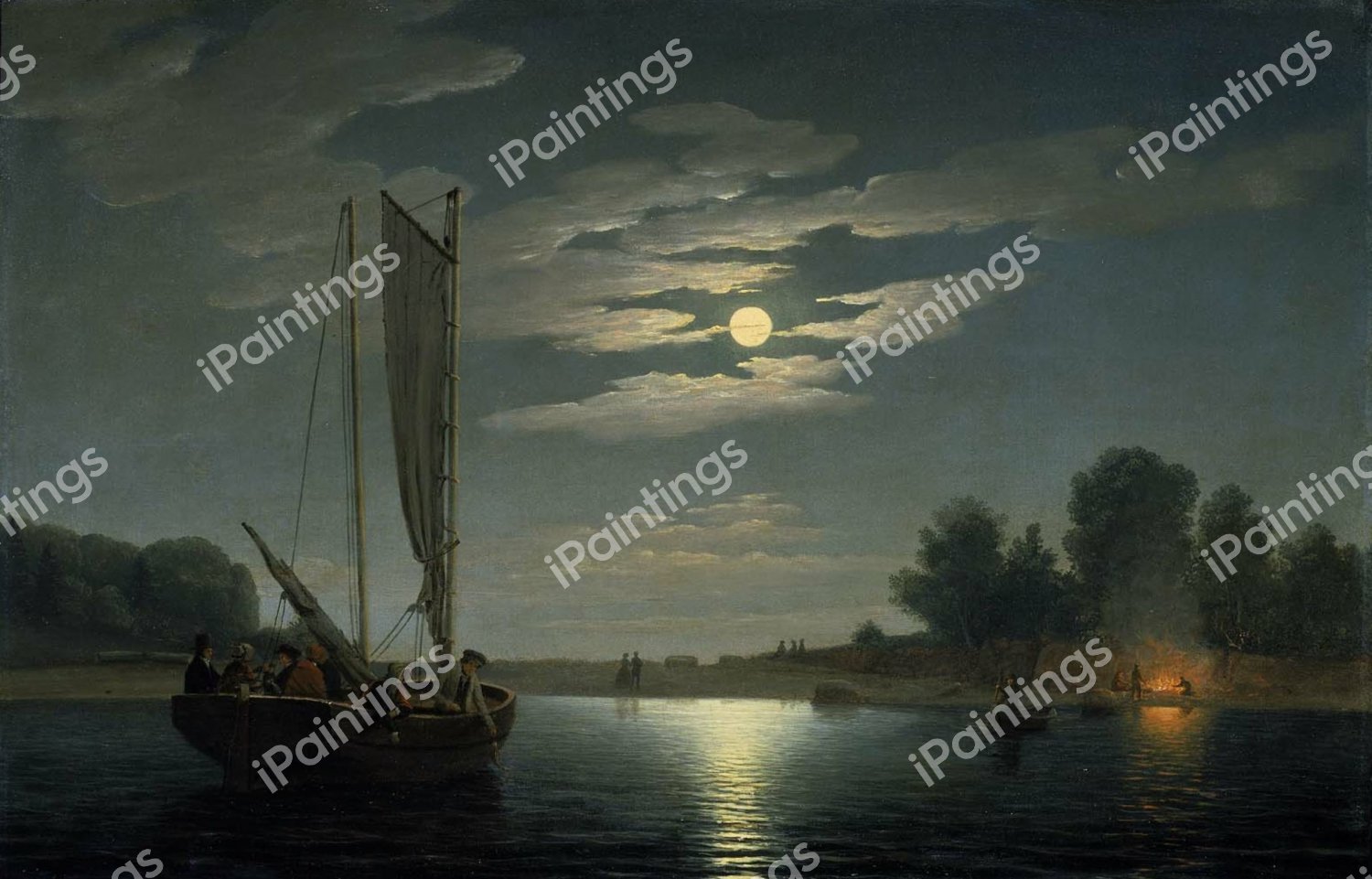 Fishing Party. The painting by Fitz Hugh Lane