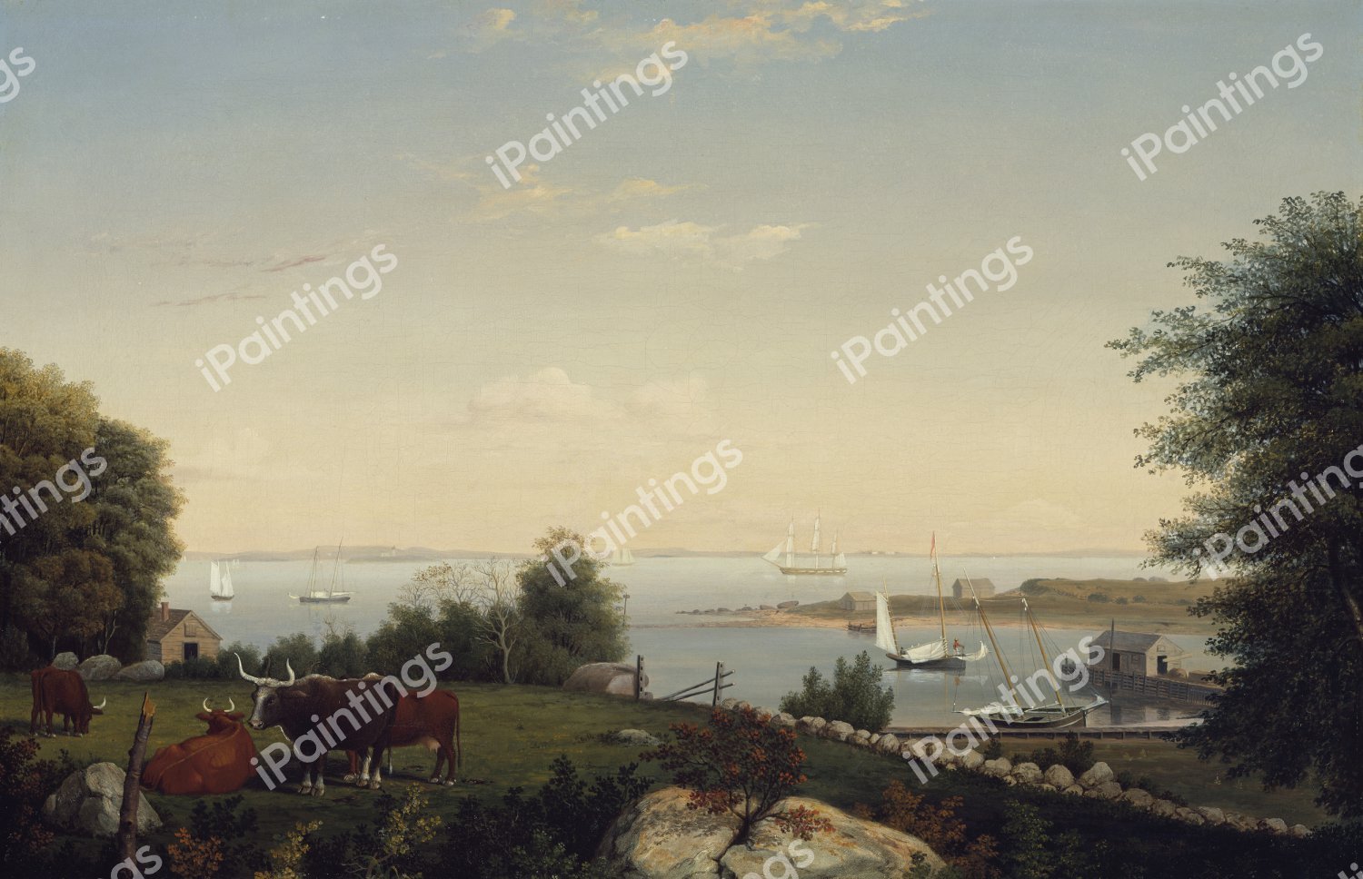 Gloucester from Brookbank. The painting by Fitz Hugh Lane