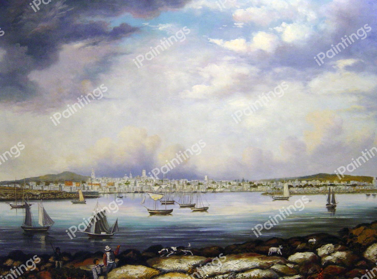 Gloucester From Rocky Neck. The painting by Fitz Hugh Lane