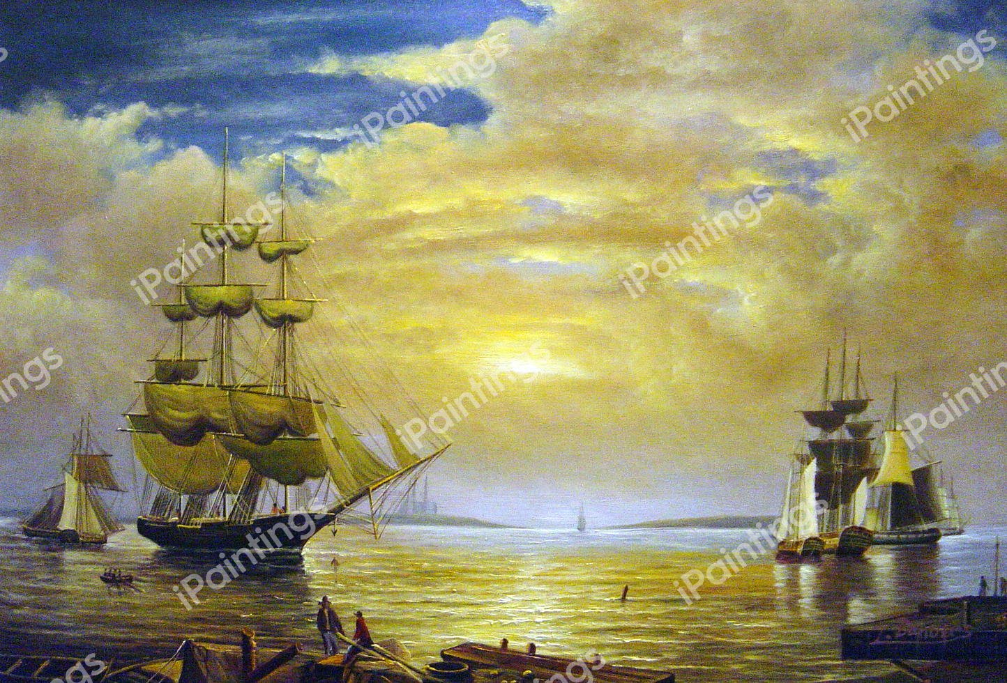 Gloucester Harbor At Sunrise. The painting by Fitz Hugh Lane