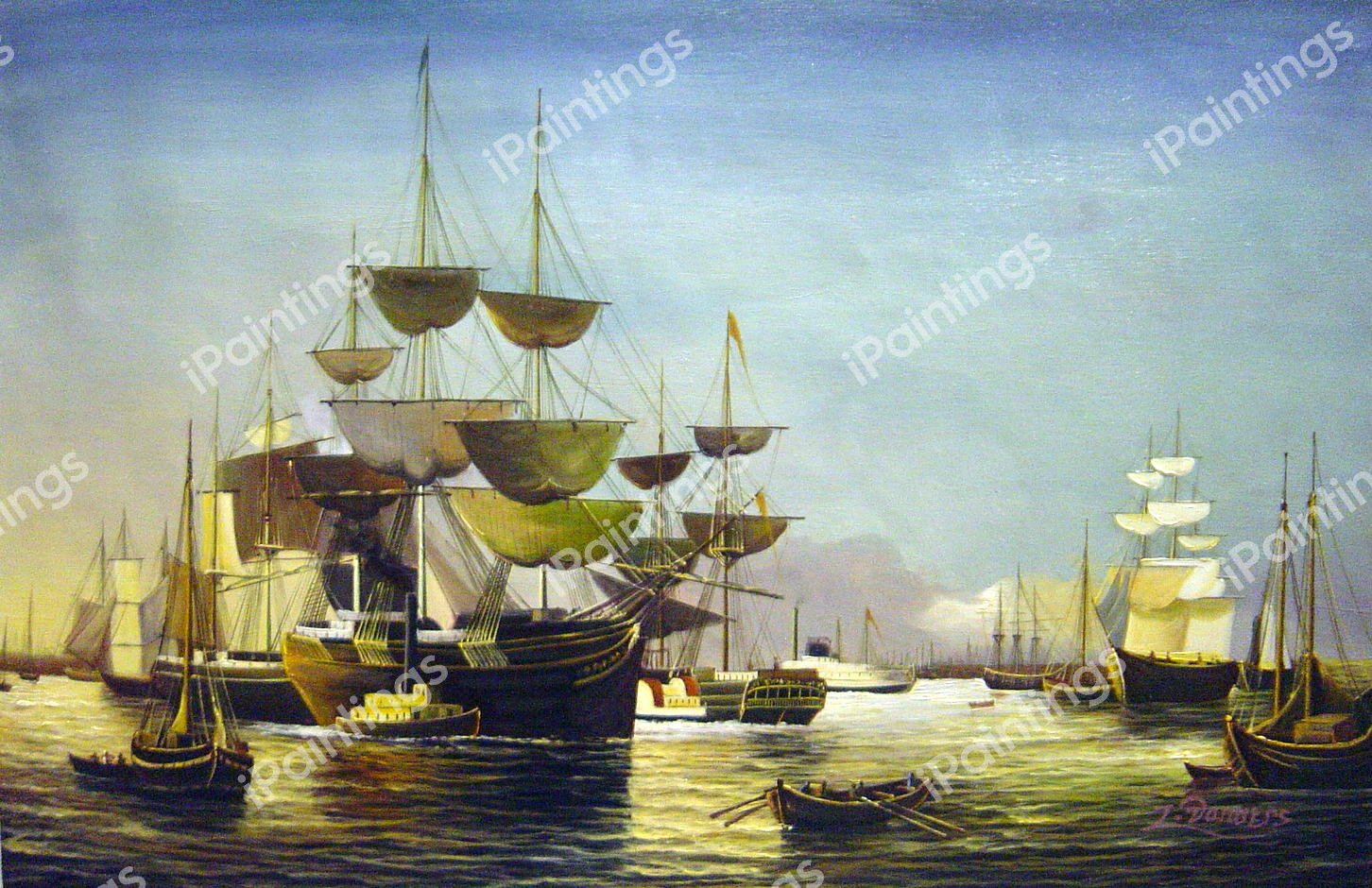 New York Harbor. The painting by Fitz Hugh Lane