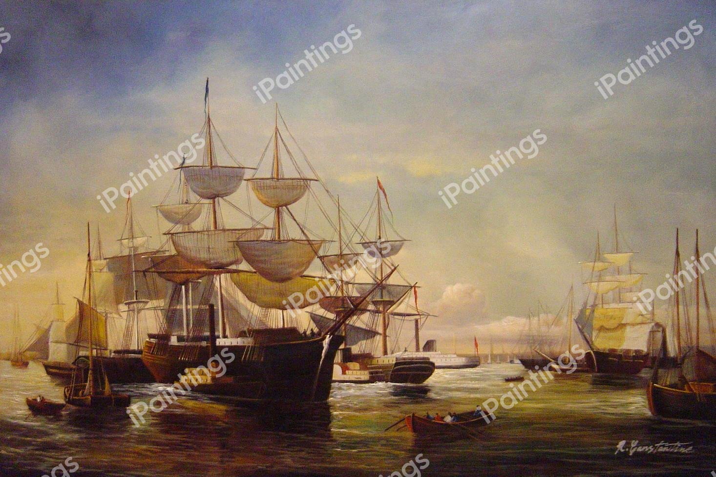 New York Harbor. The painting by Fitz Hugh Lane