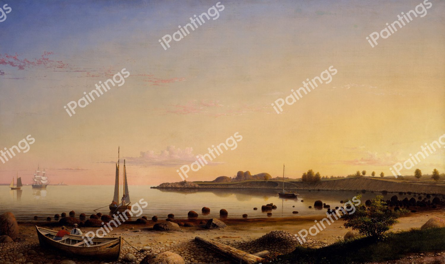 Stage Fort Across Gloucester Harbor. The painting by Fitz Hugh Lane