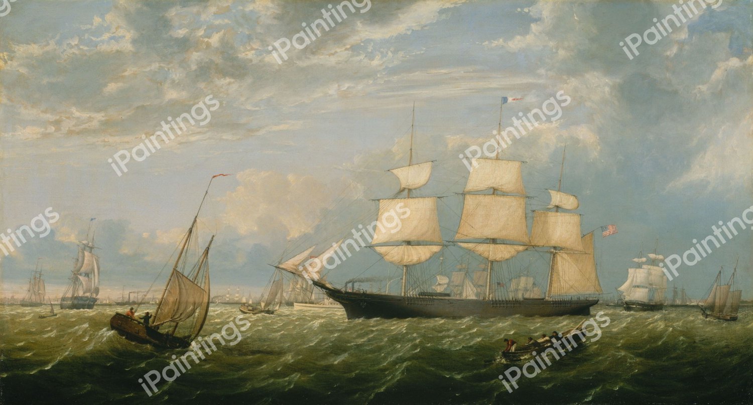 The Golden State Entering New York Harbor. The painting by Fitz Hugh Lane