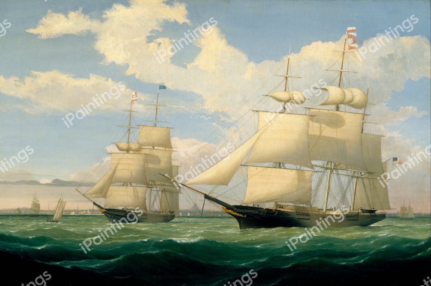 The Ships "Winged Arrow" and "Southern Cross" in Boston Harbor. The painting by Fitz Hugh Lane