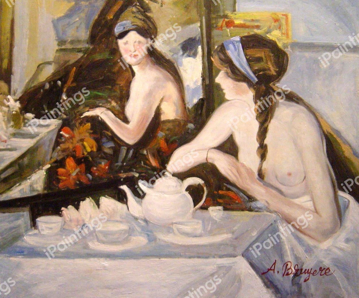 At The Mirror. The painting by Francis Campbell Boileau Cadell