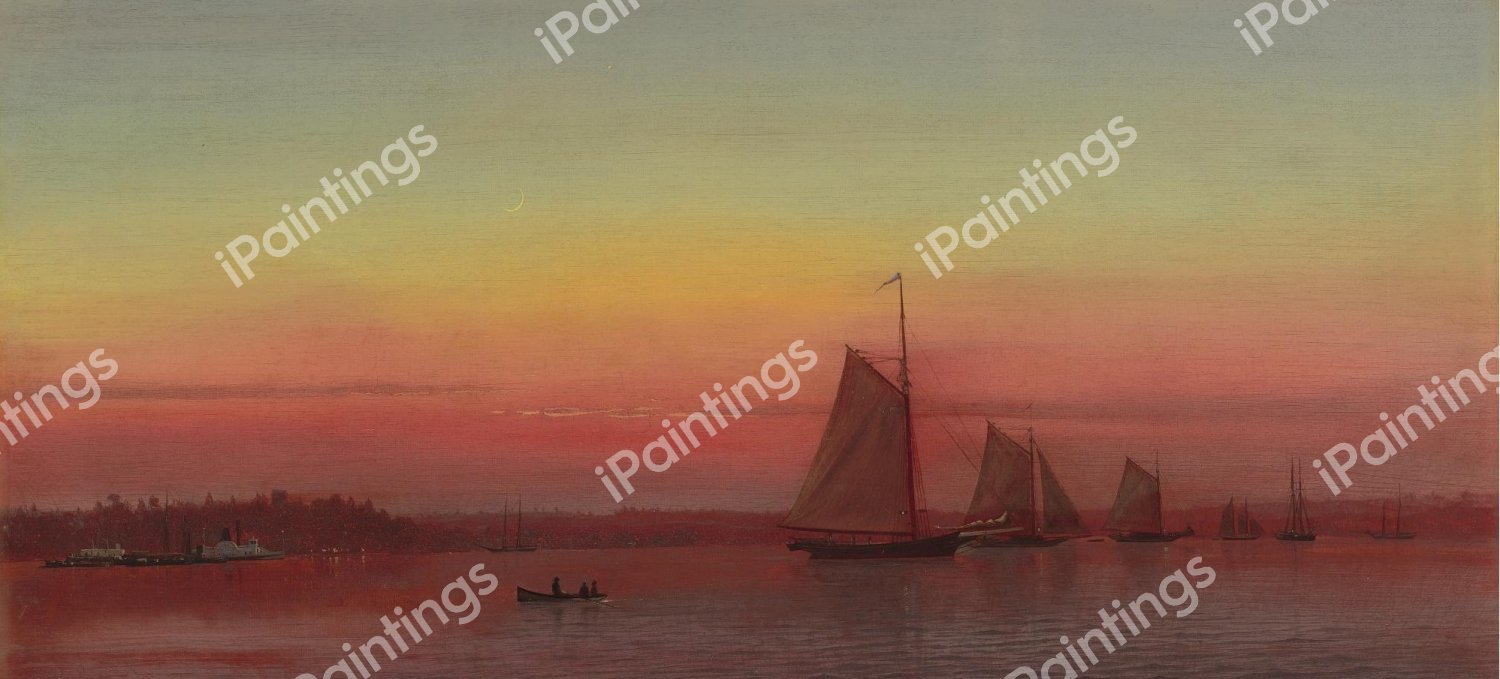 Red Sails at Sunset (Sailing at Sunset). The painting by Francis Silva