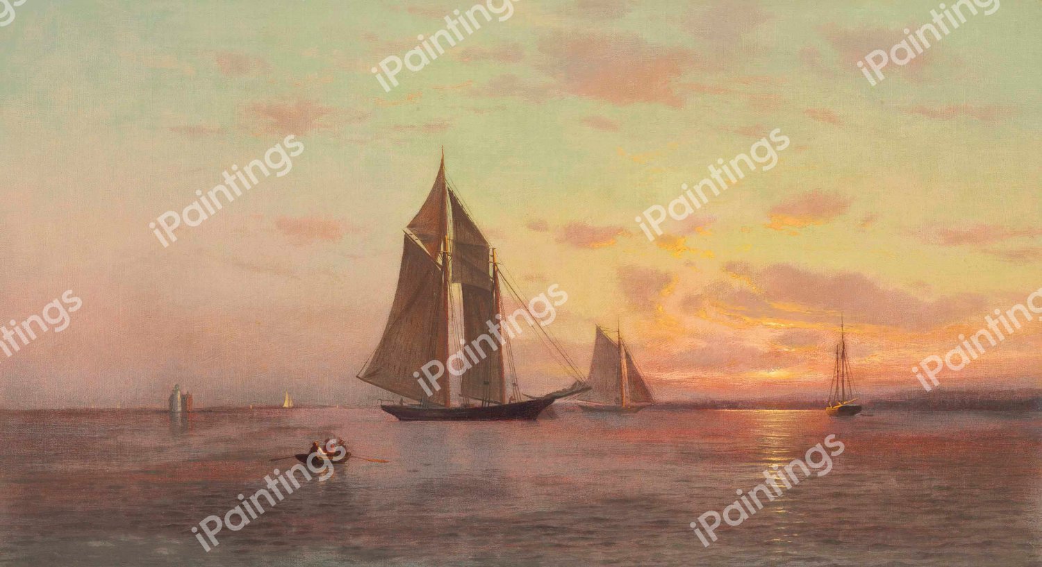 Sailing Vessels off Cape Ann. The painting by Francis Silva