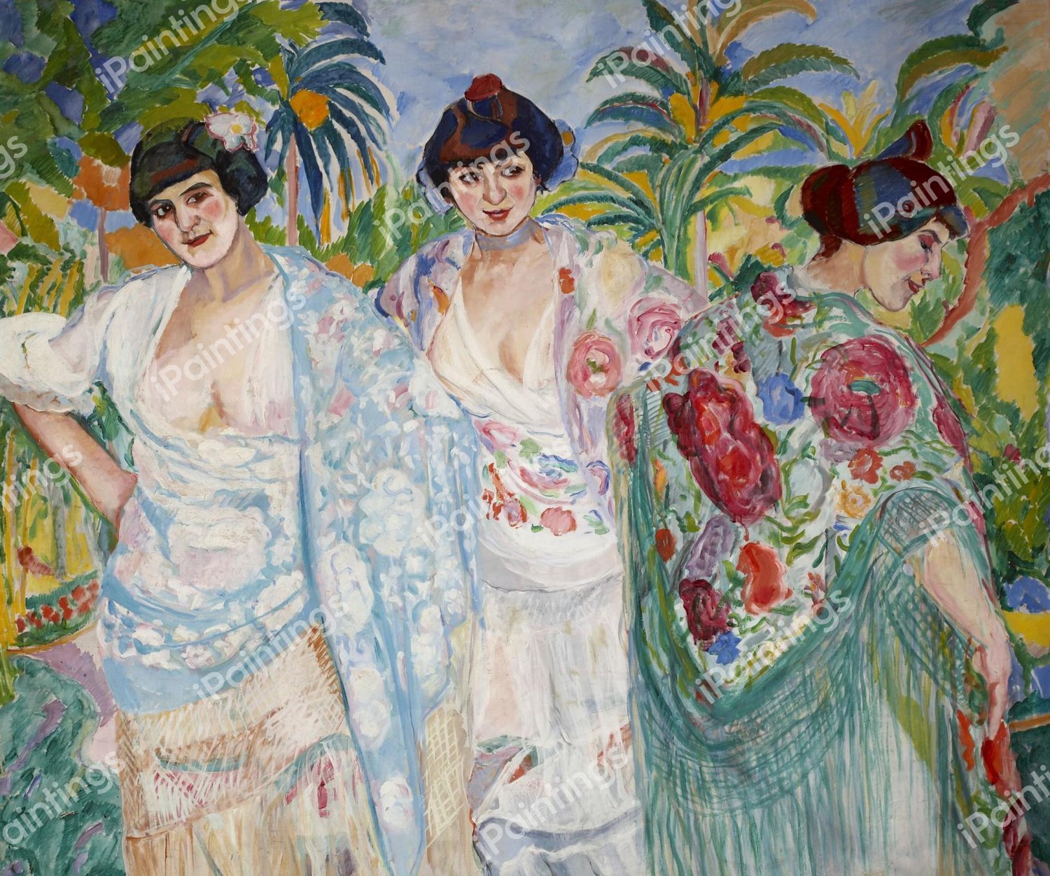 Mujeres con Manton (Women with Shawls). The painting by Francisco Iturrino