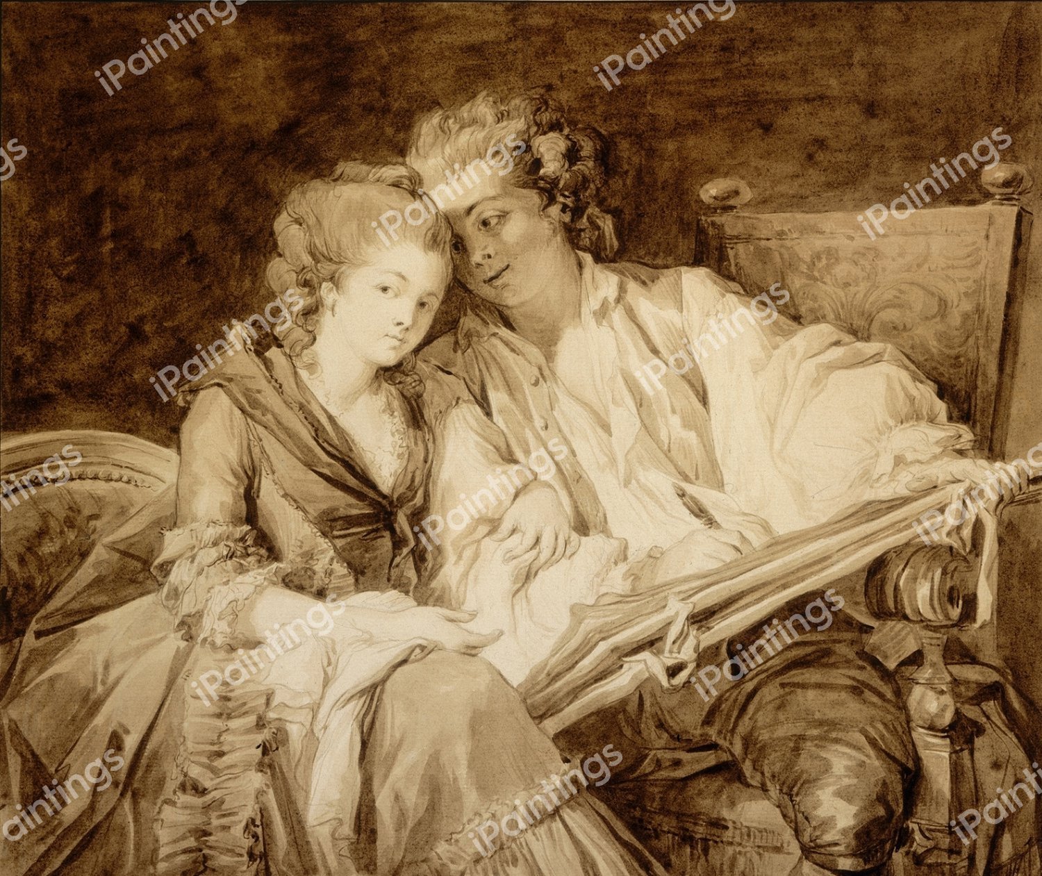 The Drawing Lesson. The painting by Francois-Andre Vincent