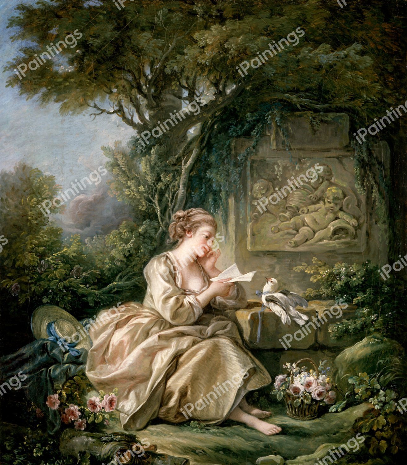 A Secret Message. The painting by Francois Boucher