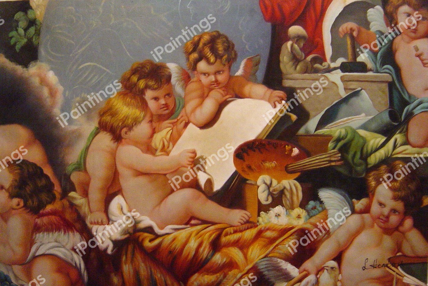 Genius Teaching The Arts. The painting by Francois Boucher