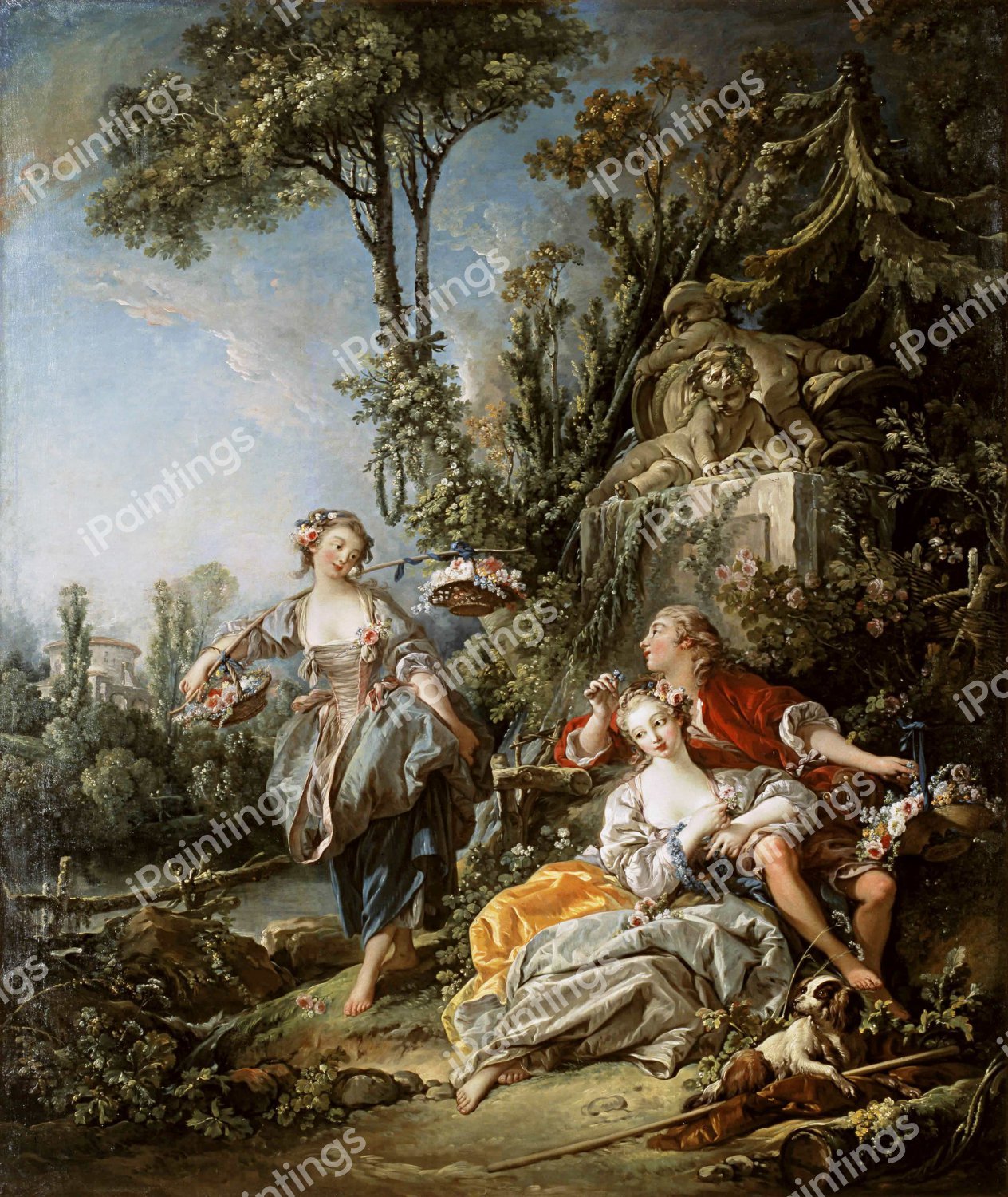 Lovers in a Park. The painting by Francois Boucher
