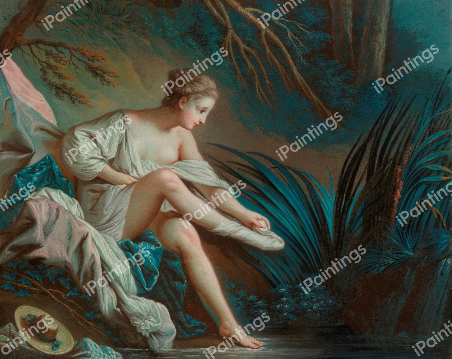 Nymph Bathing. The painting by Francois Boucher