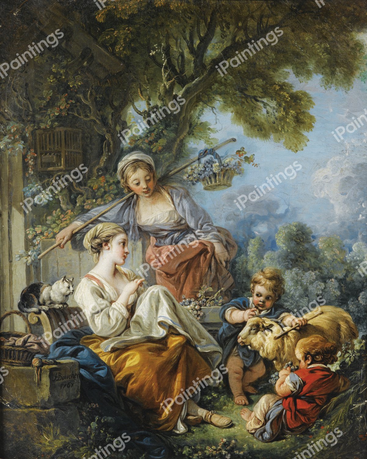 Pastoral. The painting by Francois Boucher