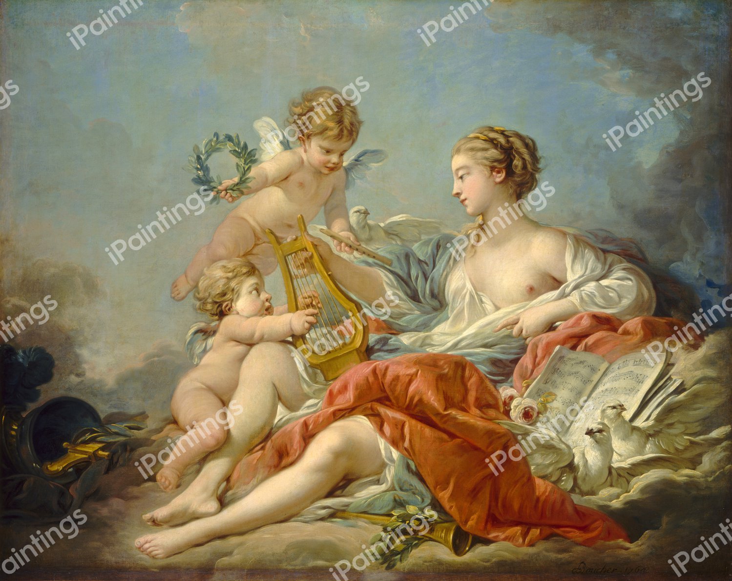 The Allegory of Music. The painting by Francois Boucher
