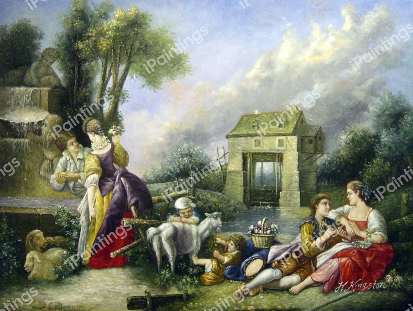 The Fountain Of Love. The painting by Francois Boucher