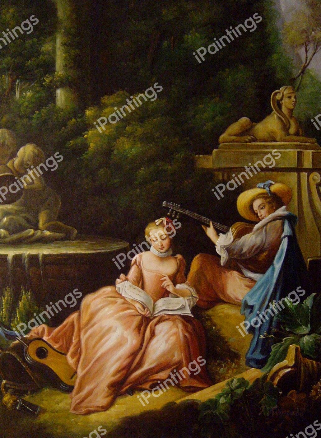 The Music Lesson. The painting by Francois Boucher