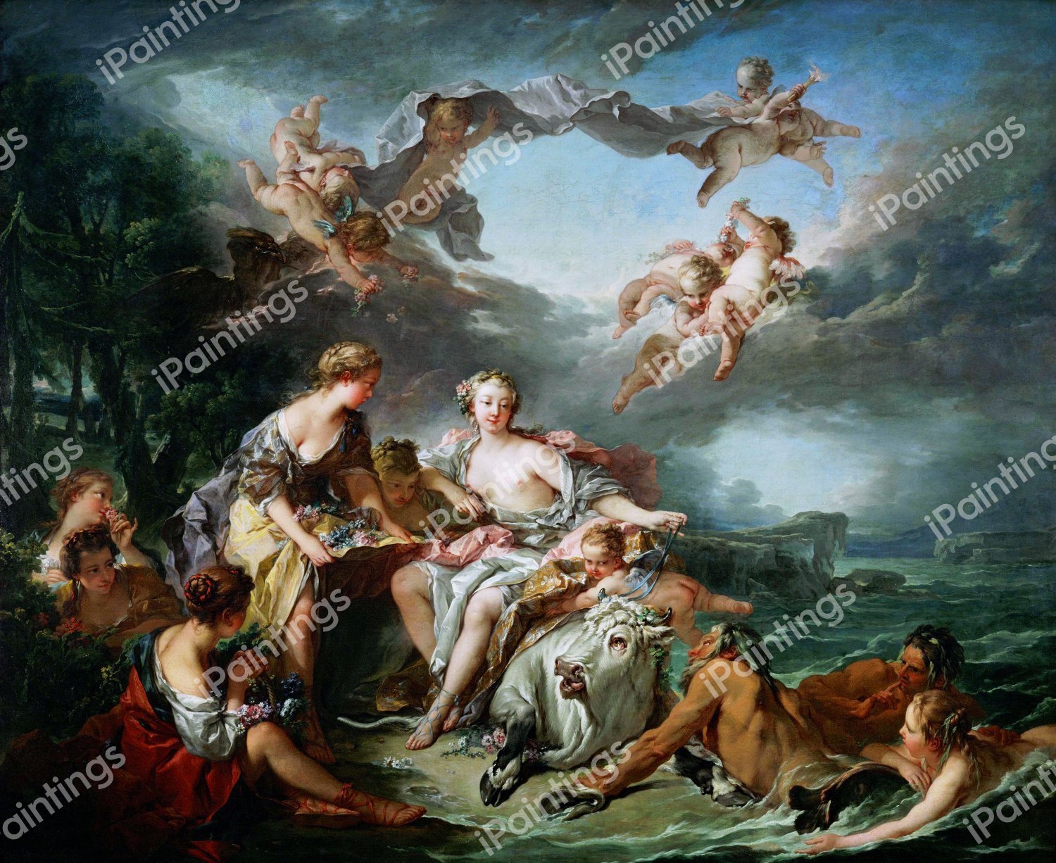 The Rape of Europa. The painting by Francois Boucher