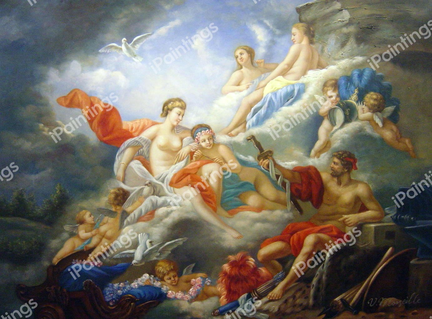 Vulcan Presenting Venus With Arms For Aeneas. The painting by Francois Boucher