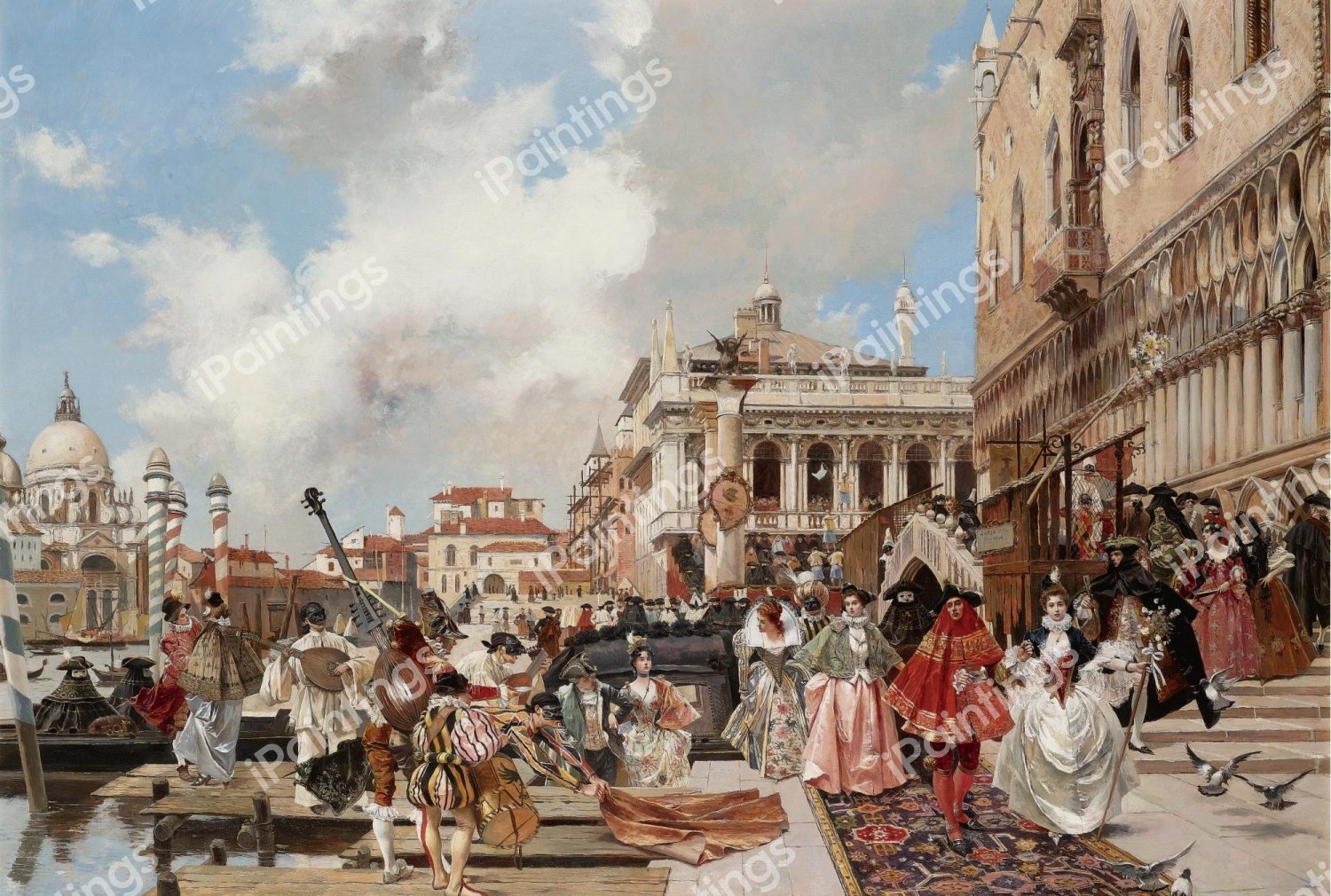 The Carnival, Venice. The painting by Francois Flameng