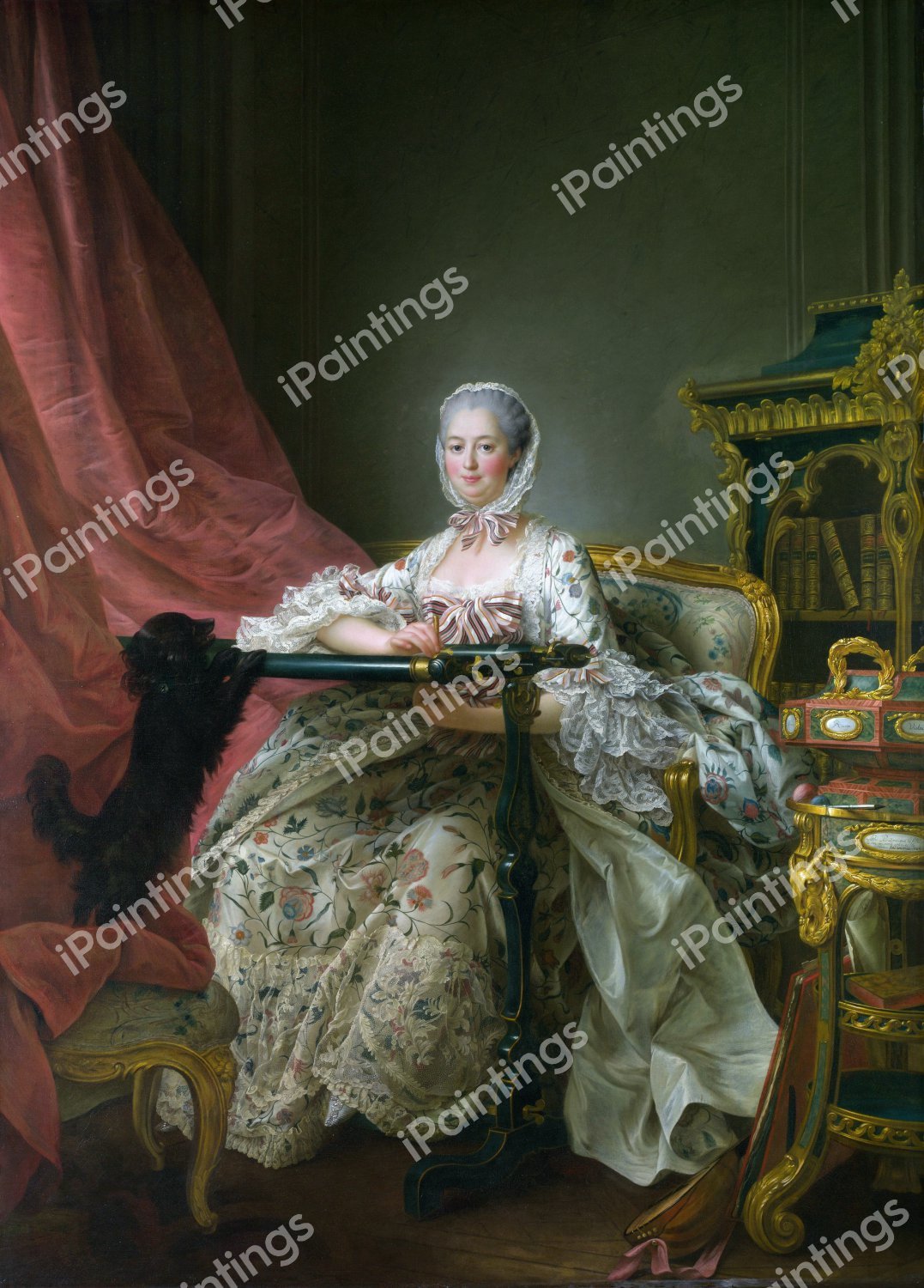 Madame de Pompadour at her Tambour Frame. The painting by Francois-Herbert Drouais