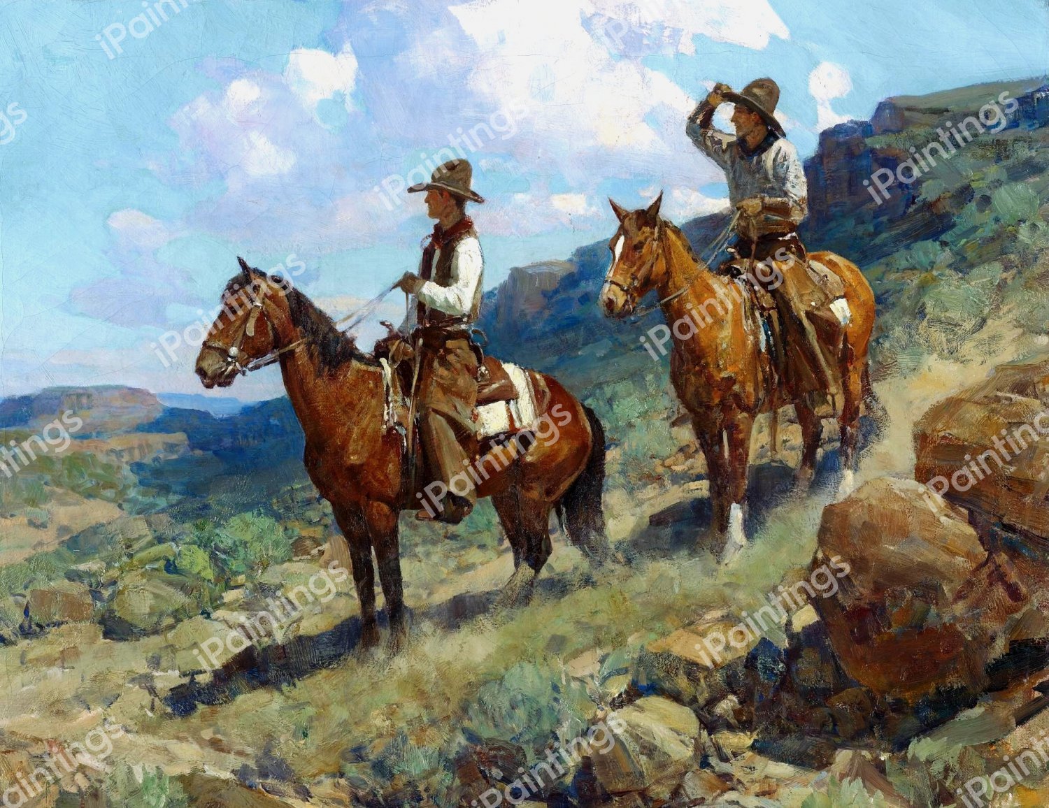 Texas Cowboys. The painting by Frank Tenney Johnson
