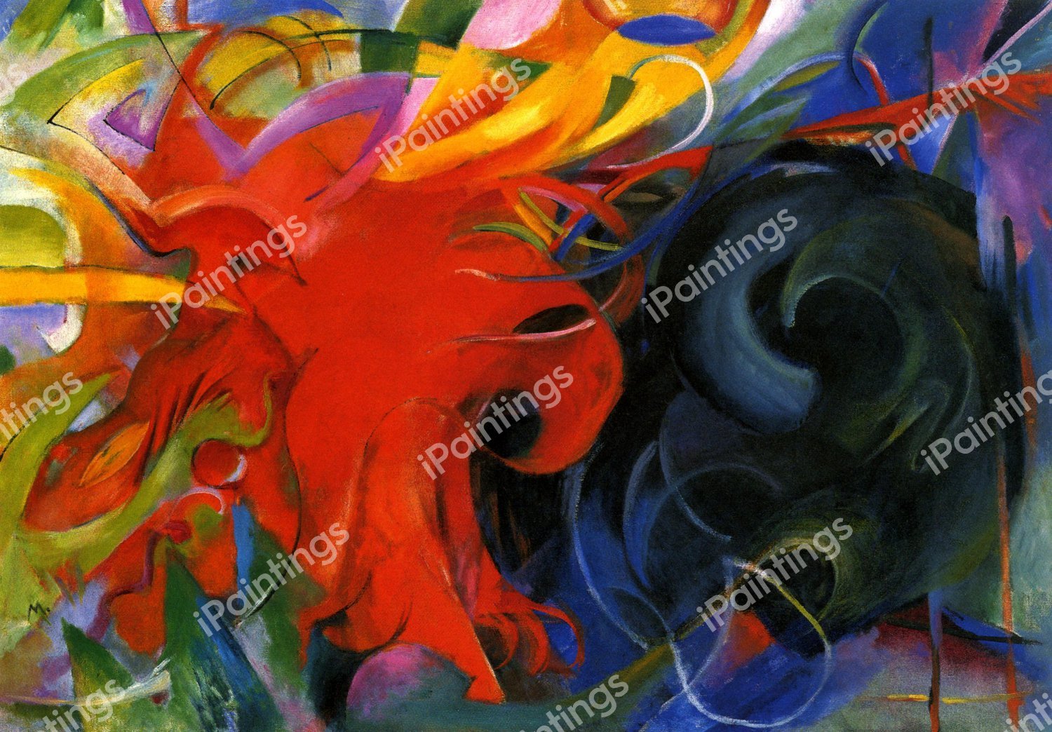 Dual Fighting Forms. The painting by Franz Marc