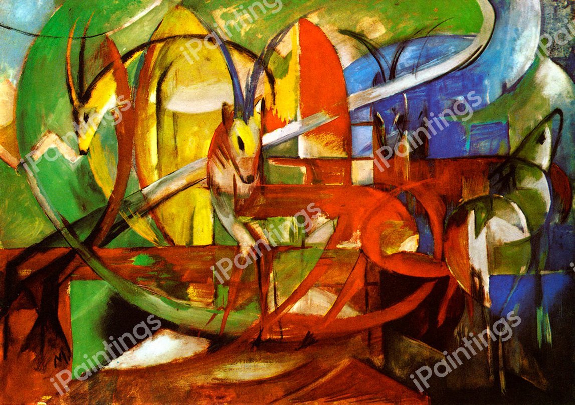 Gazelles. The painting by Franz Marc