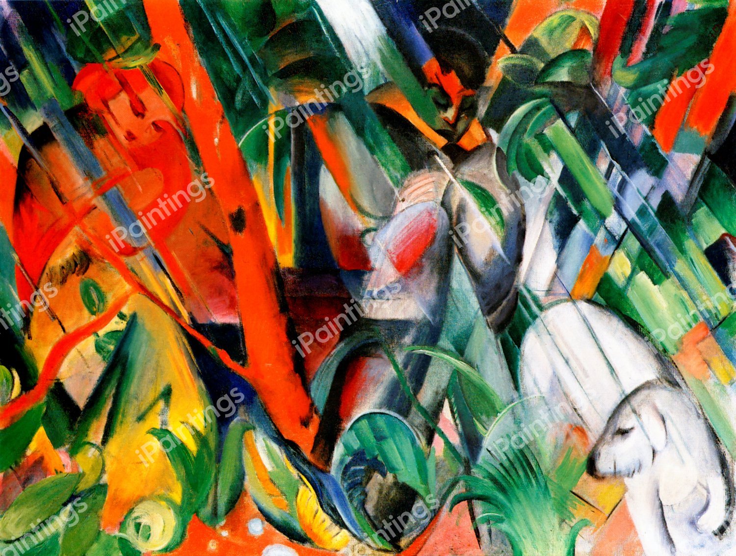 In the Rain. The painting by Franz Marc