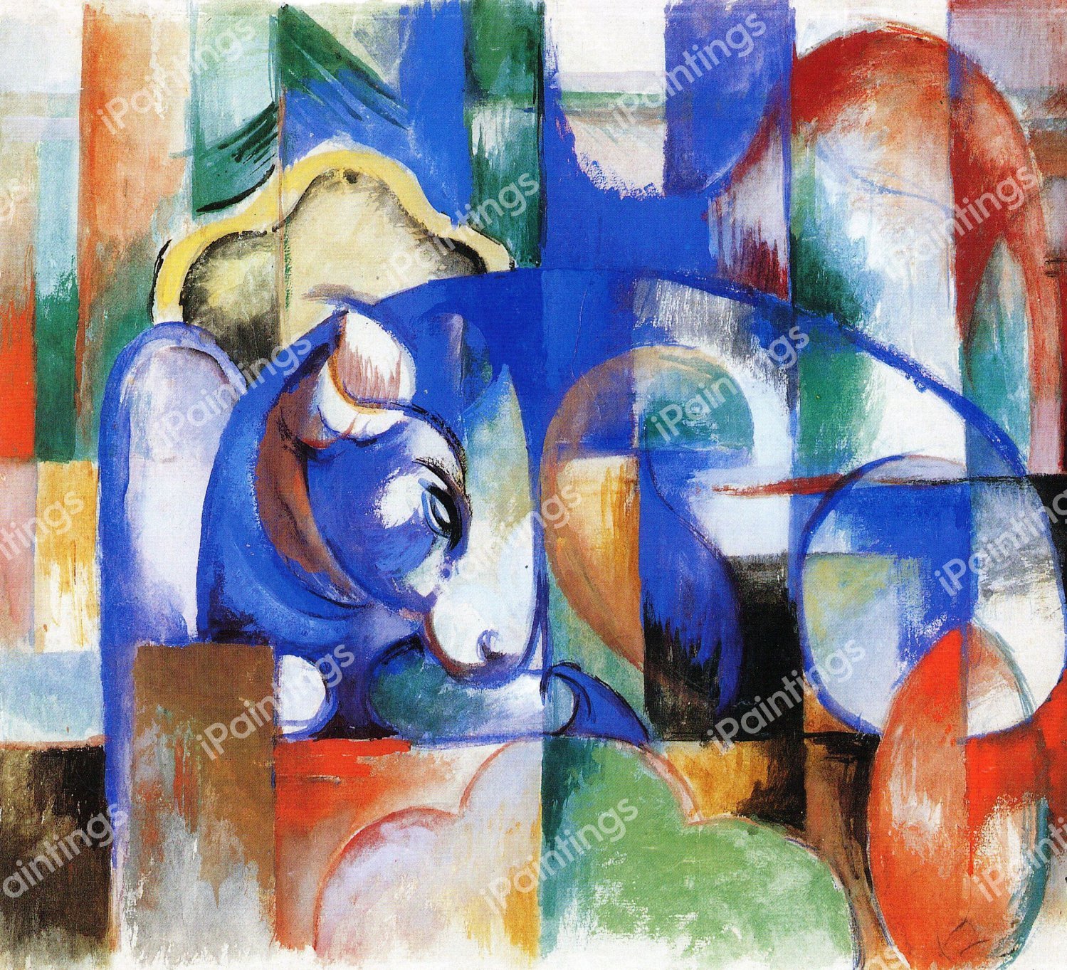 Lying Bull. The painting by Franz Marc