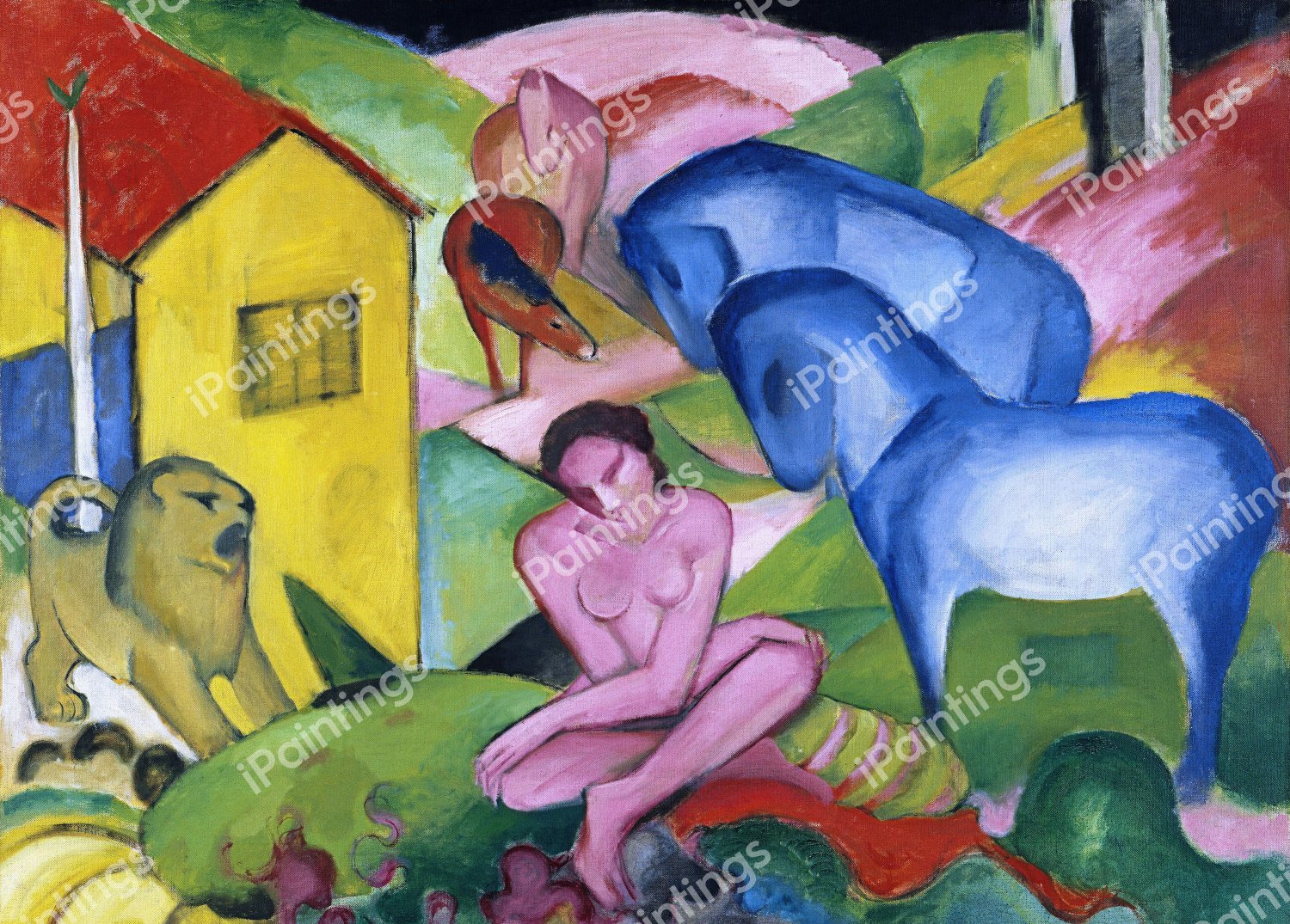 The Dream. The painting by Franz Marc