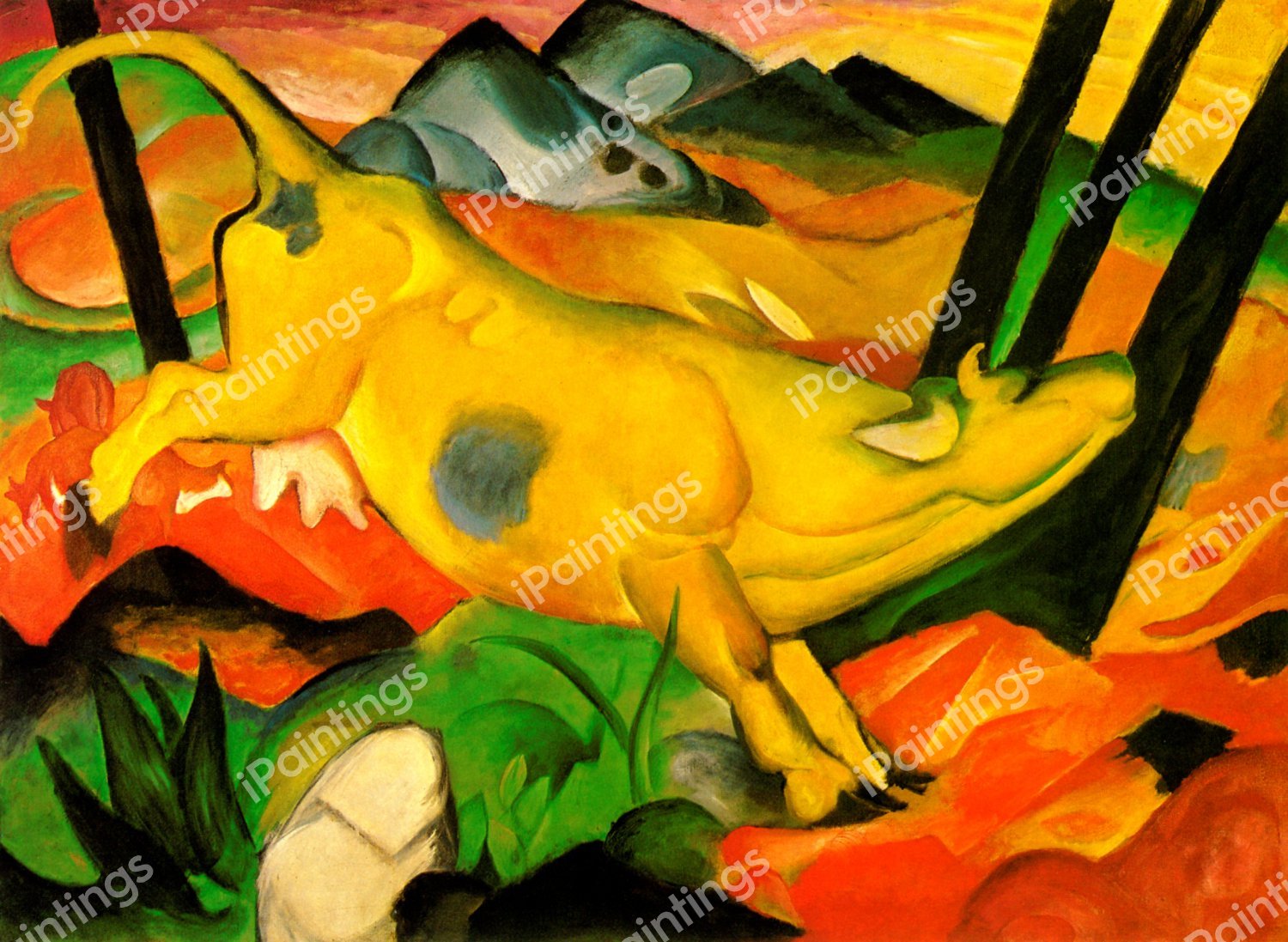 The Yellow Cow. The painting by Franz Marc