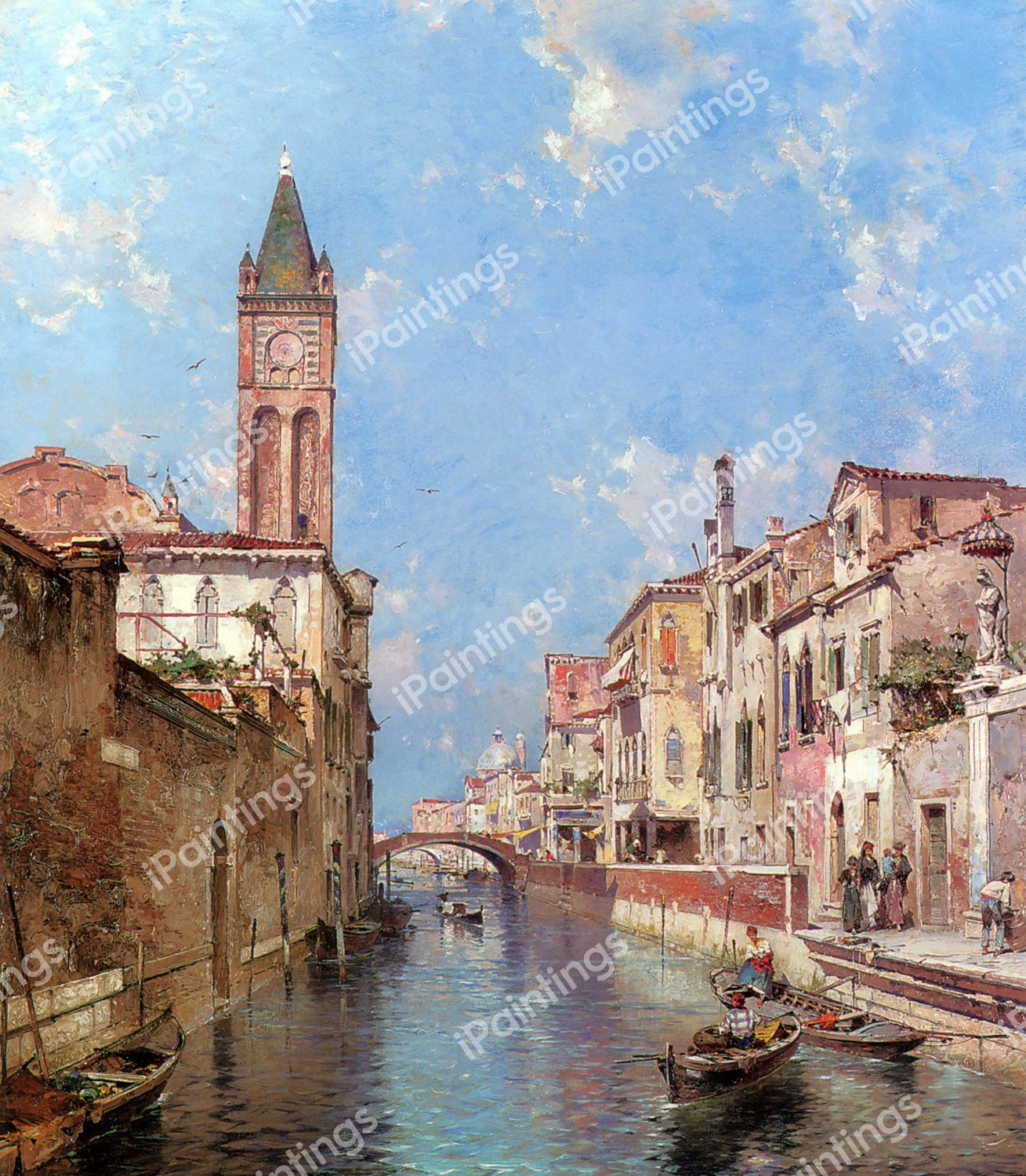Rio Santa Barnaba, Venice. The painting by Franz Richard Unterberger