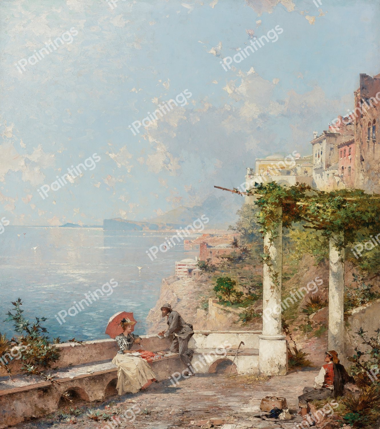 Sorrento on the Bay of Naples, Italy. The painting by Franz Richard Unterberger