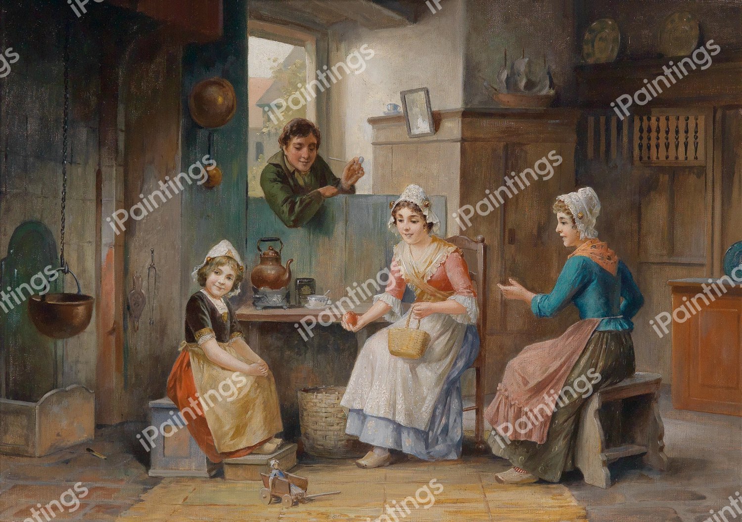 Children's Games. The painting by Franz von Persoglia
