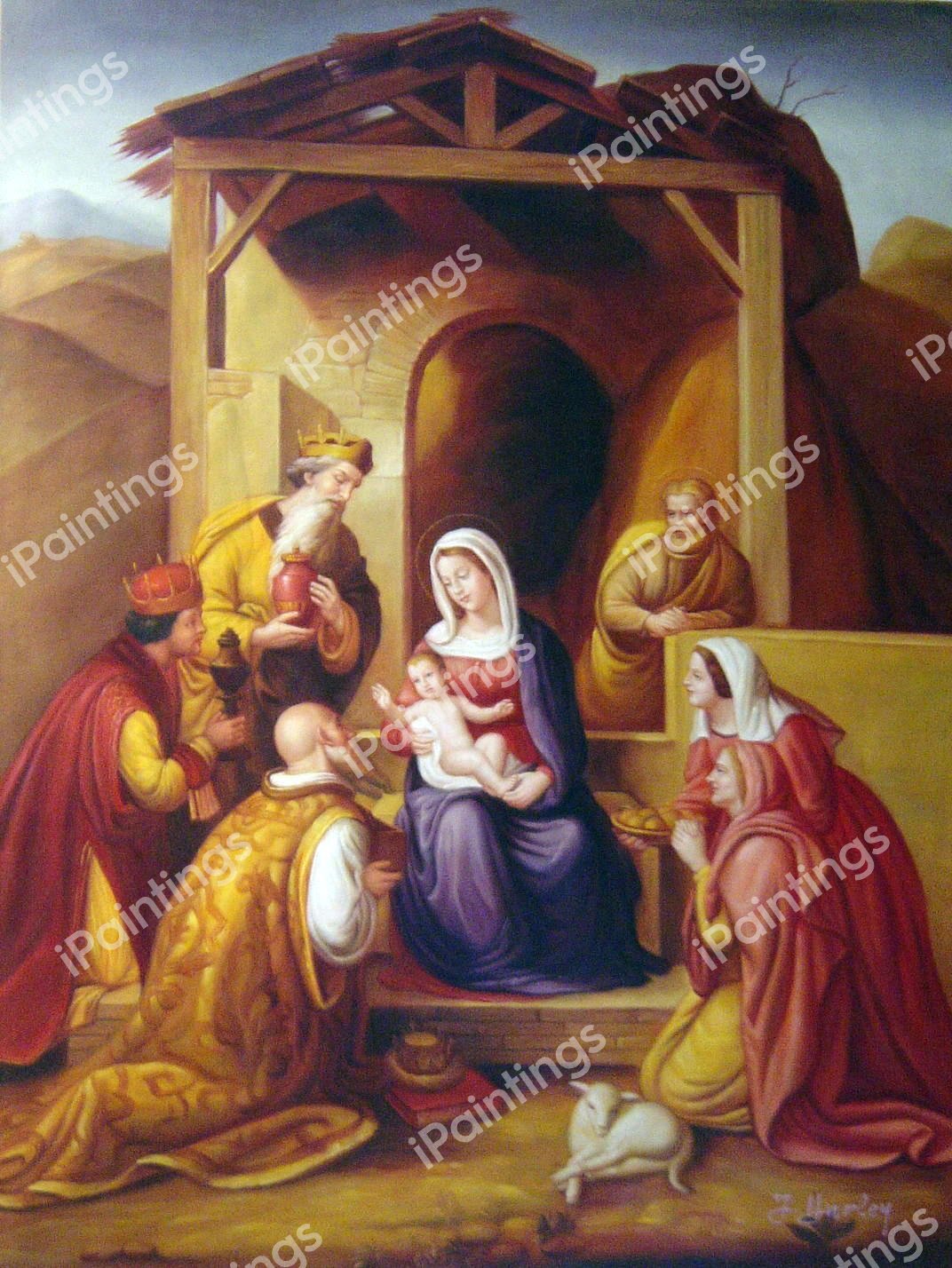The Nativity. The painting by Franz Von Rhoden