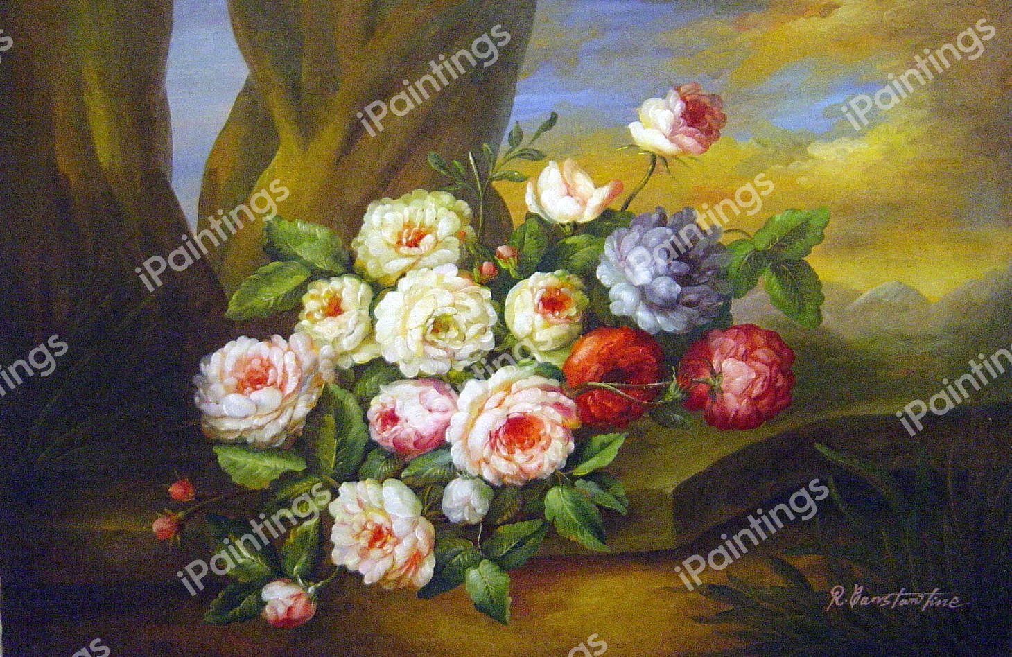 Still Life With Roses. The painting by Franz Xavier Petter