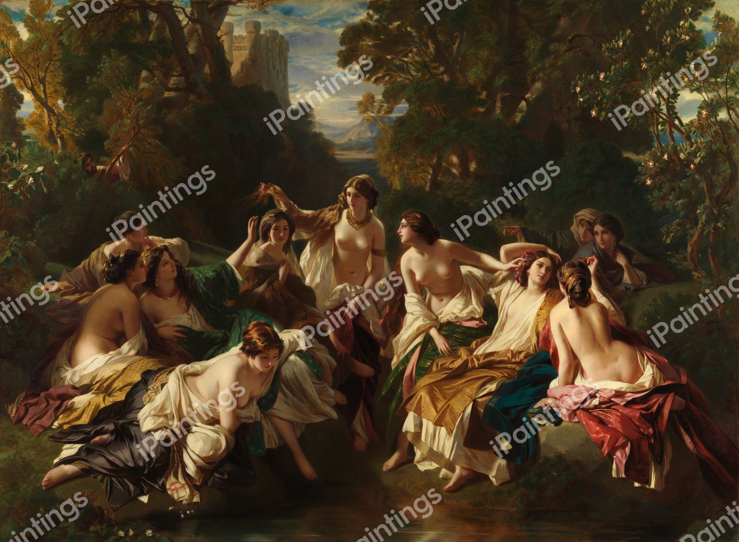 A Gathering of the Maids Around Florinda . The painting by Franz Xavier Winterhalter