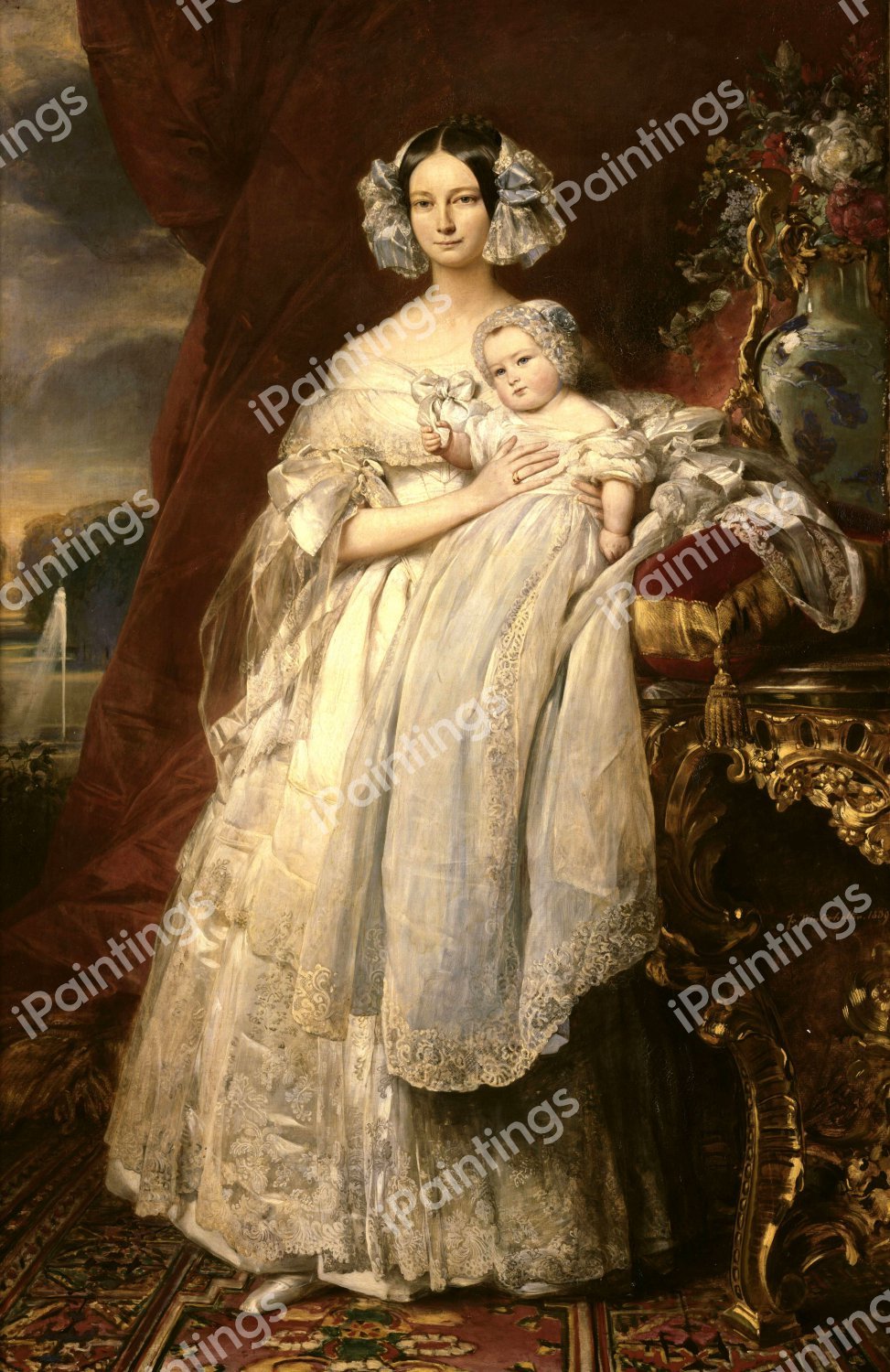 Helene of Mecklenburg-Schwerin, Duchess of Orleans with her Son the Count of Paris. The painting by Franz Xavier Winterhalter
