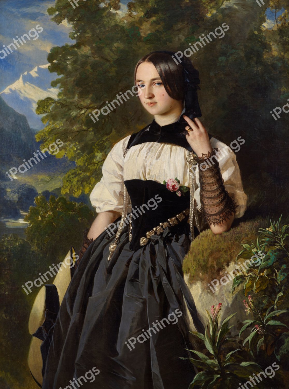 Portrait of a Swiss Girl from Interlaken. The painting by Franz Xavier Winterhalter