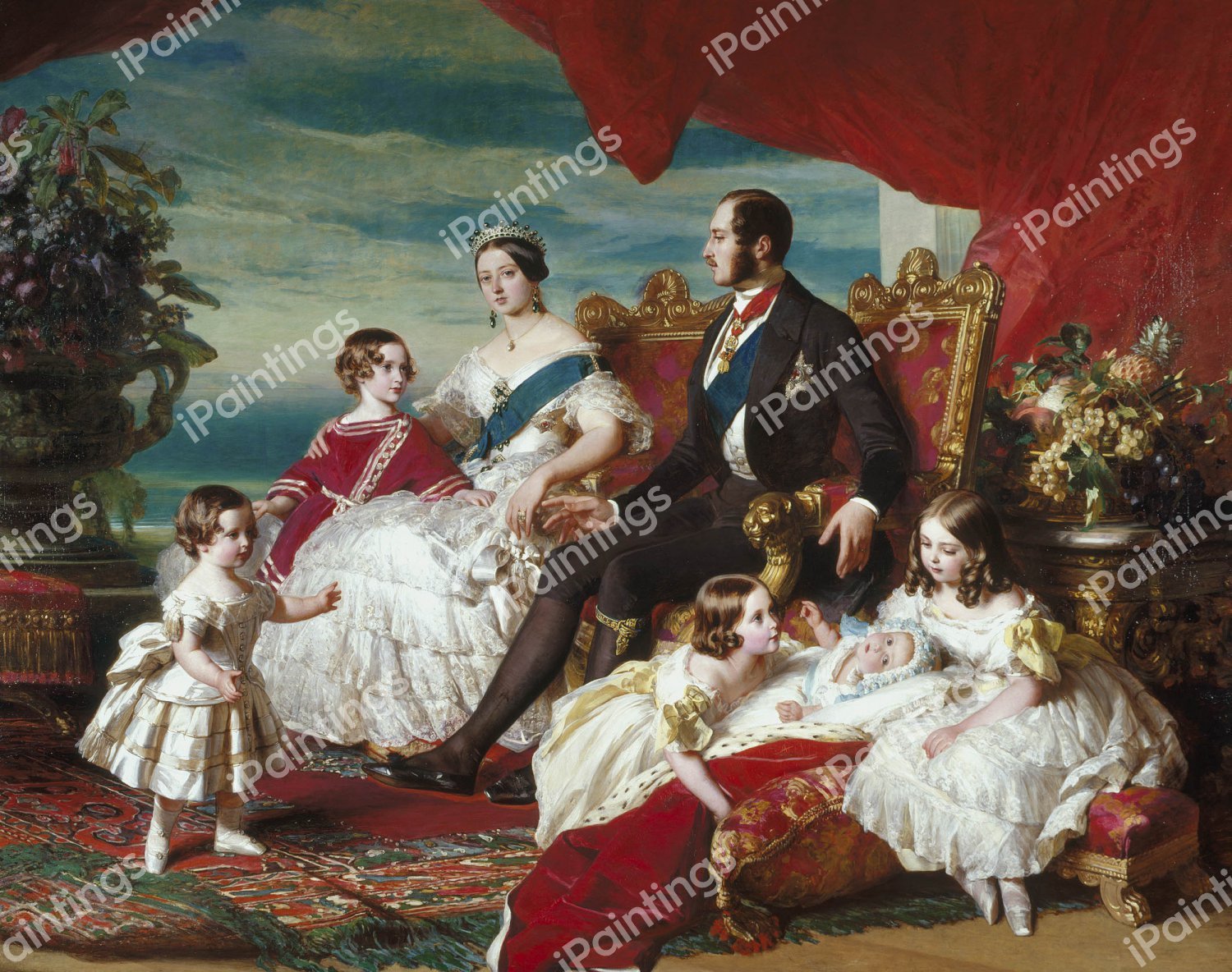 Royal Family in 1846 (Queen Victoria, Prince Albert and their Children). The painting by Franz Xavier Winterhalter