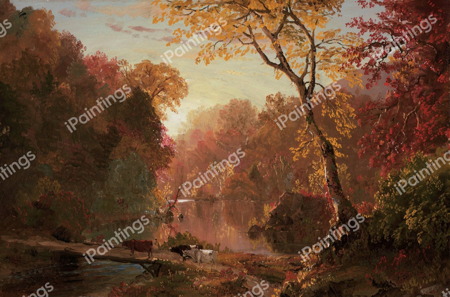 An Autumn Day in North America. The painting by Frederic Edwin Church
