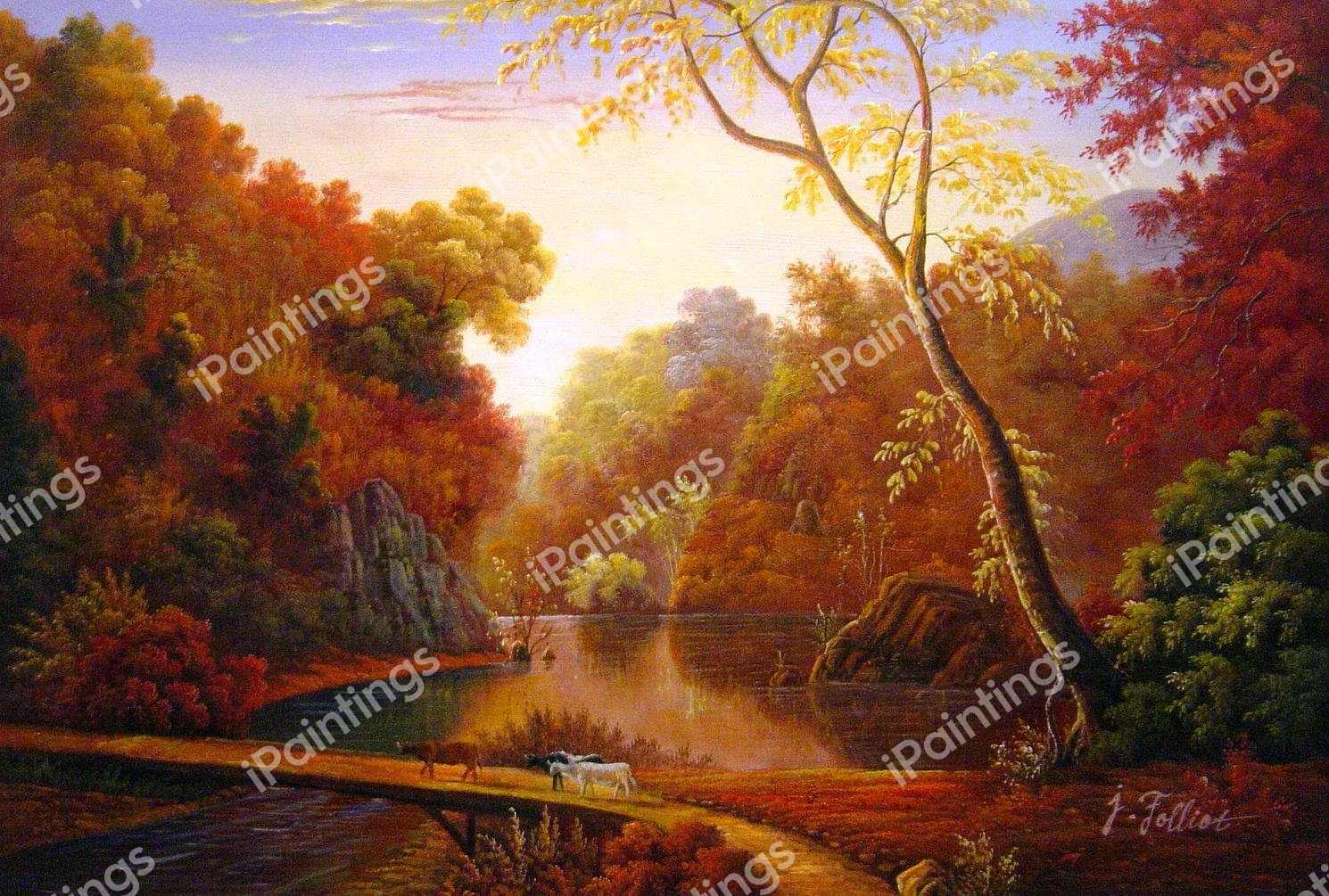 Autumn In North America. The painting by Frederic Edwin Church