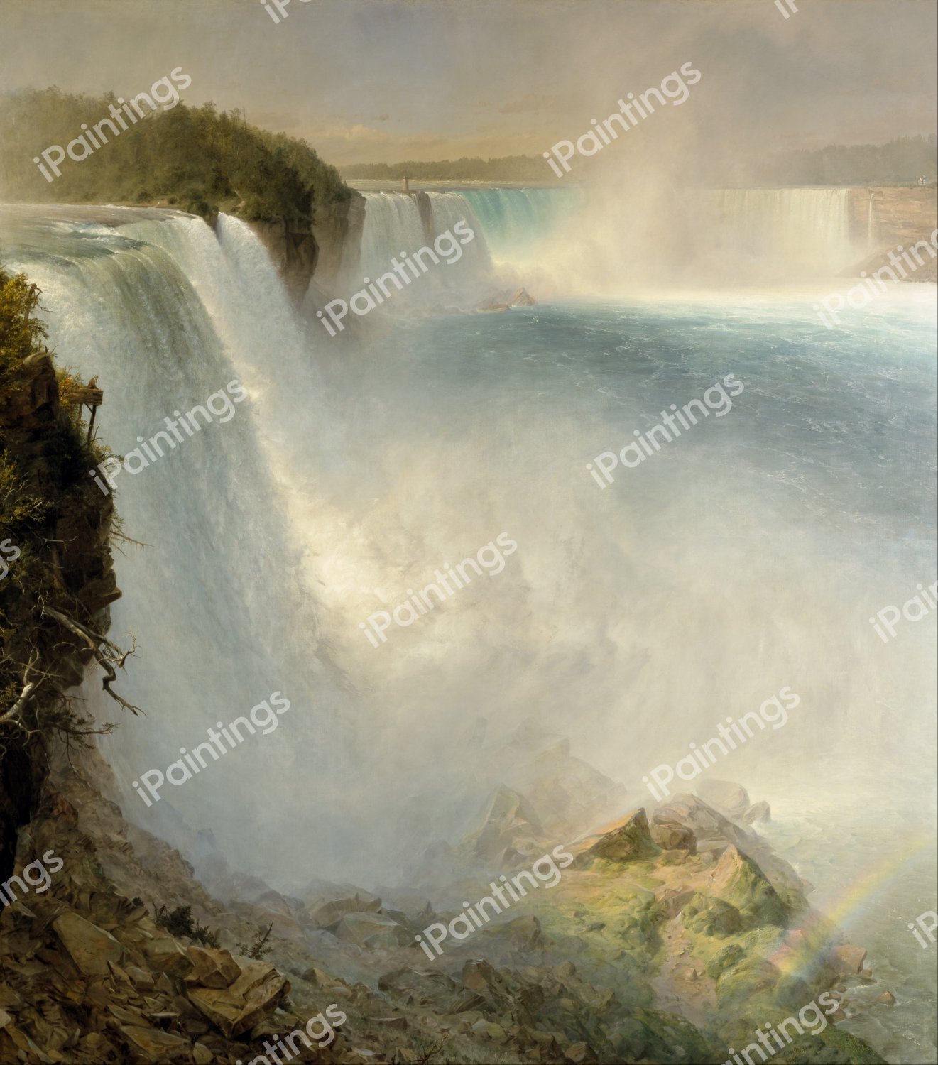 Niagara Falls, from the American Side. The painting by Frederic Edwin Church