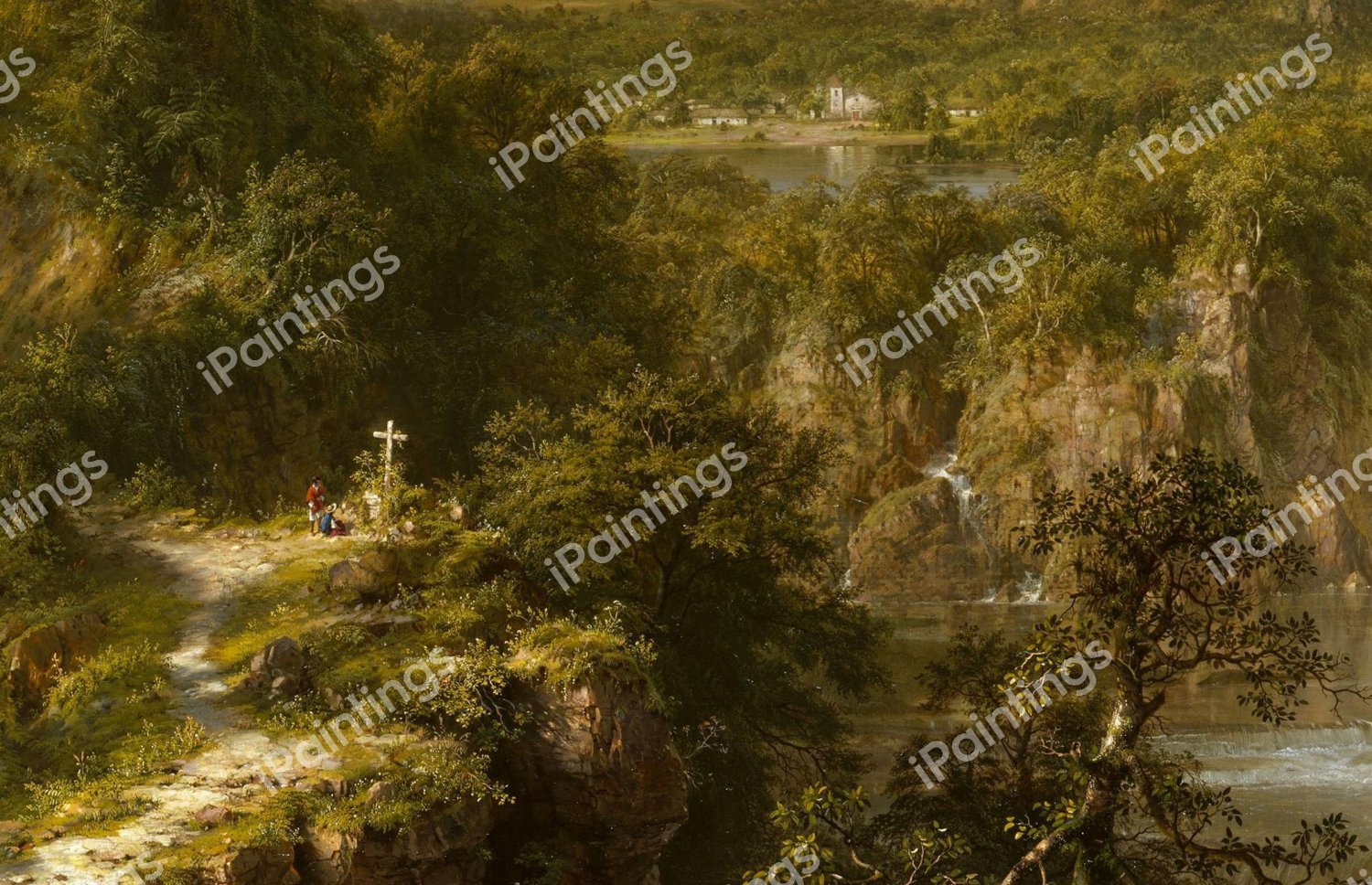 The Heart of the Andes (detail). The painting by Frederic Edwin Church