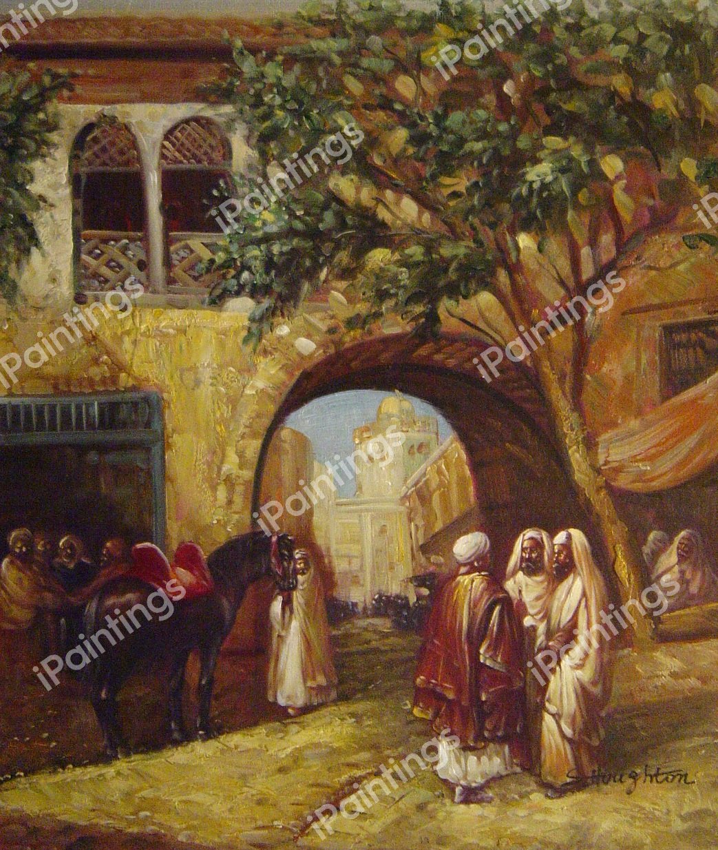 By The City Gate. The painting by Frederick Arthur Bridgeman