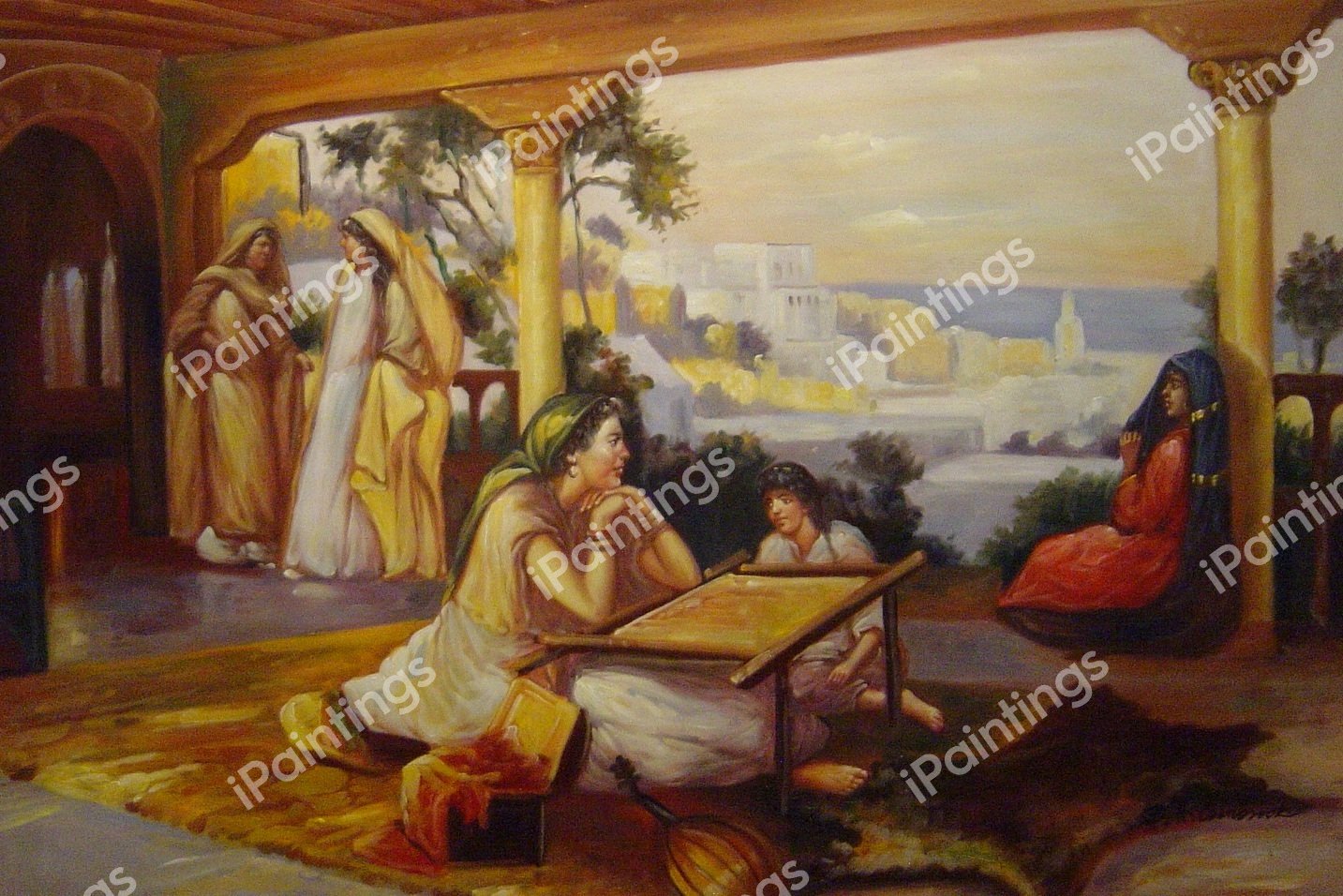 Eastern Veranda. The painting by Frederick Arthur Bridgeman