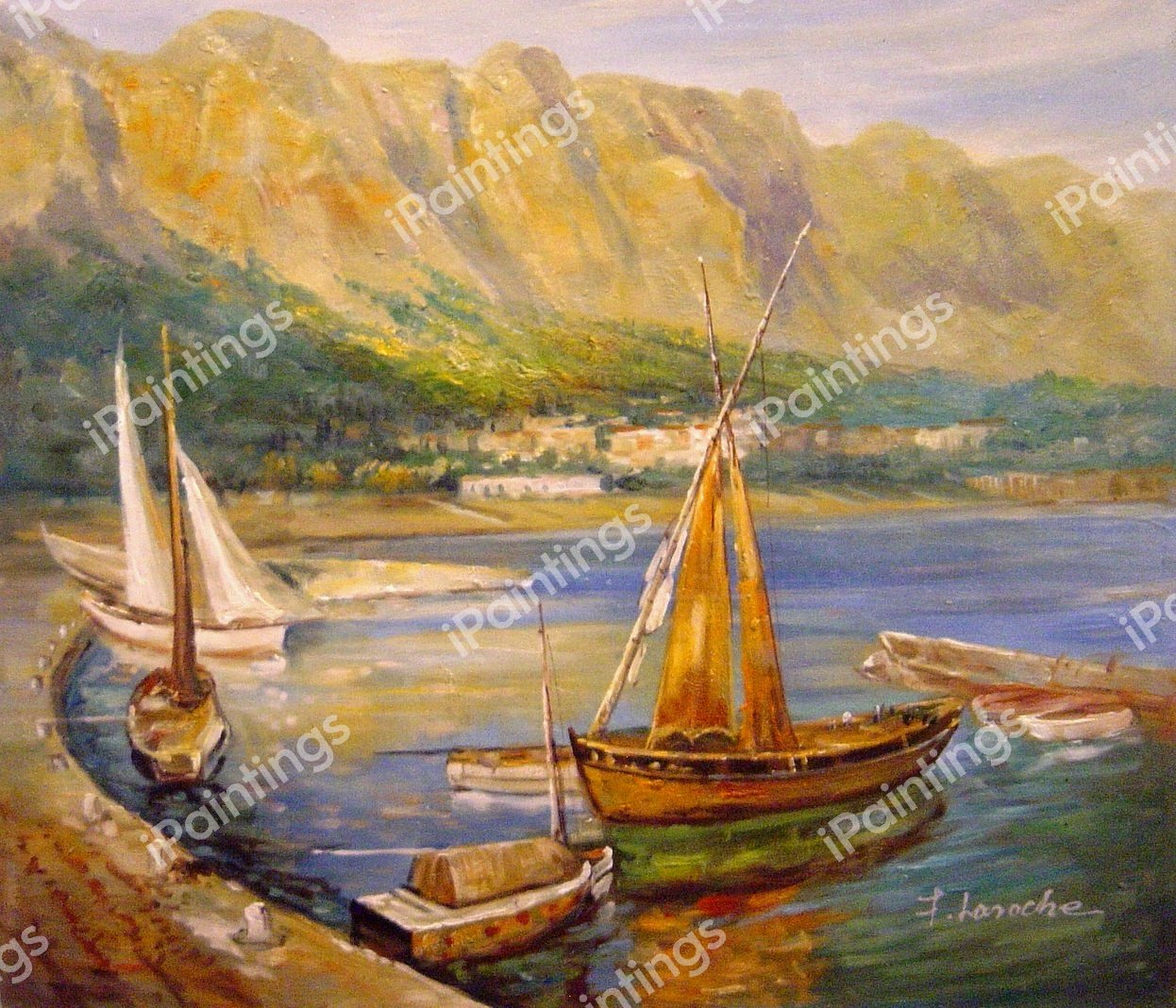 Sailboats South Of France. The painting by Frederick Arthur Bridgeman