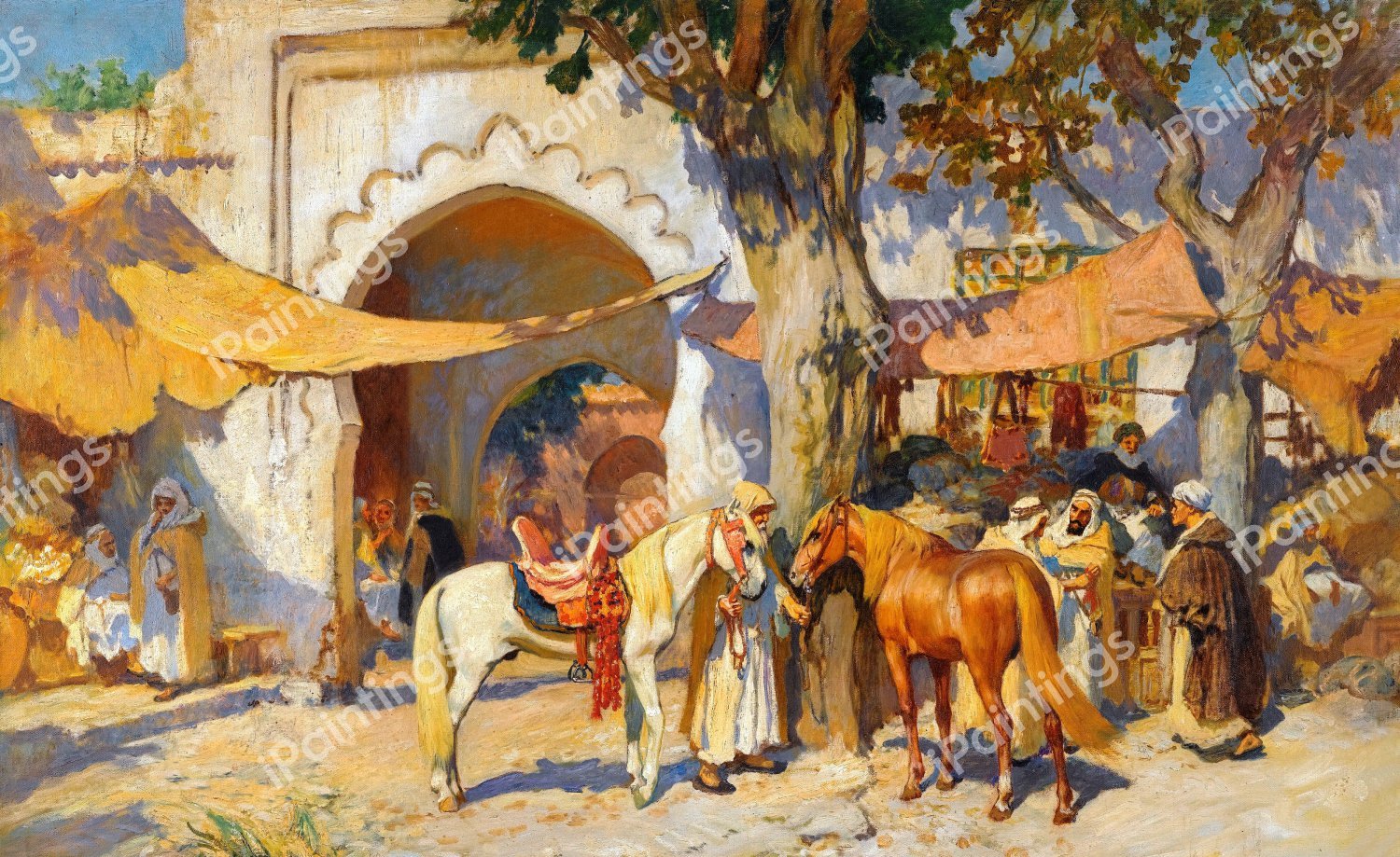 By the City Gate. The painting by Frederick Arthur Bridgman